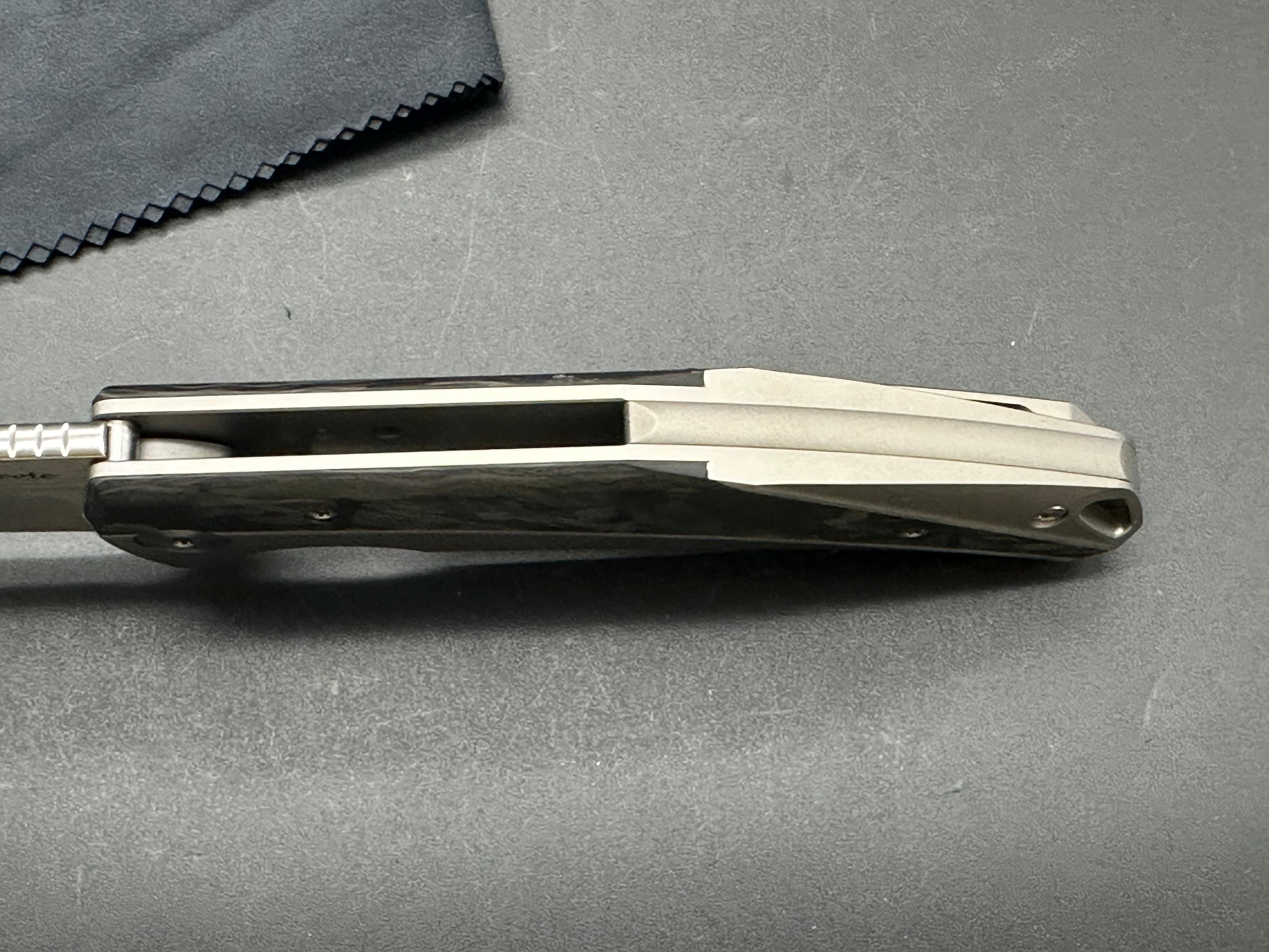 Reate K-1 Frame Lock Folding Knife - Marble Carbon Fiber & Titanium Handle, 3.8