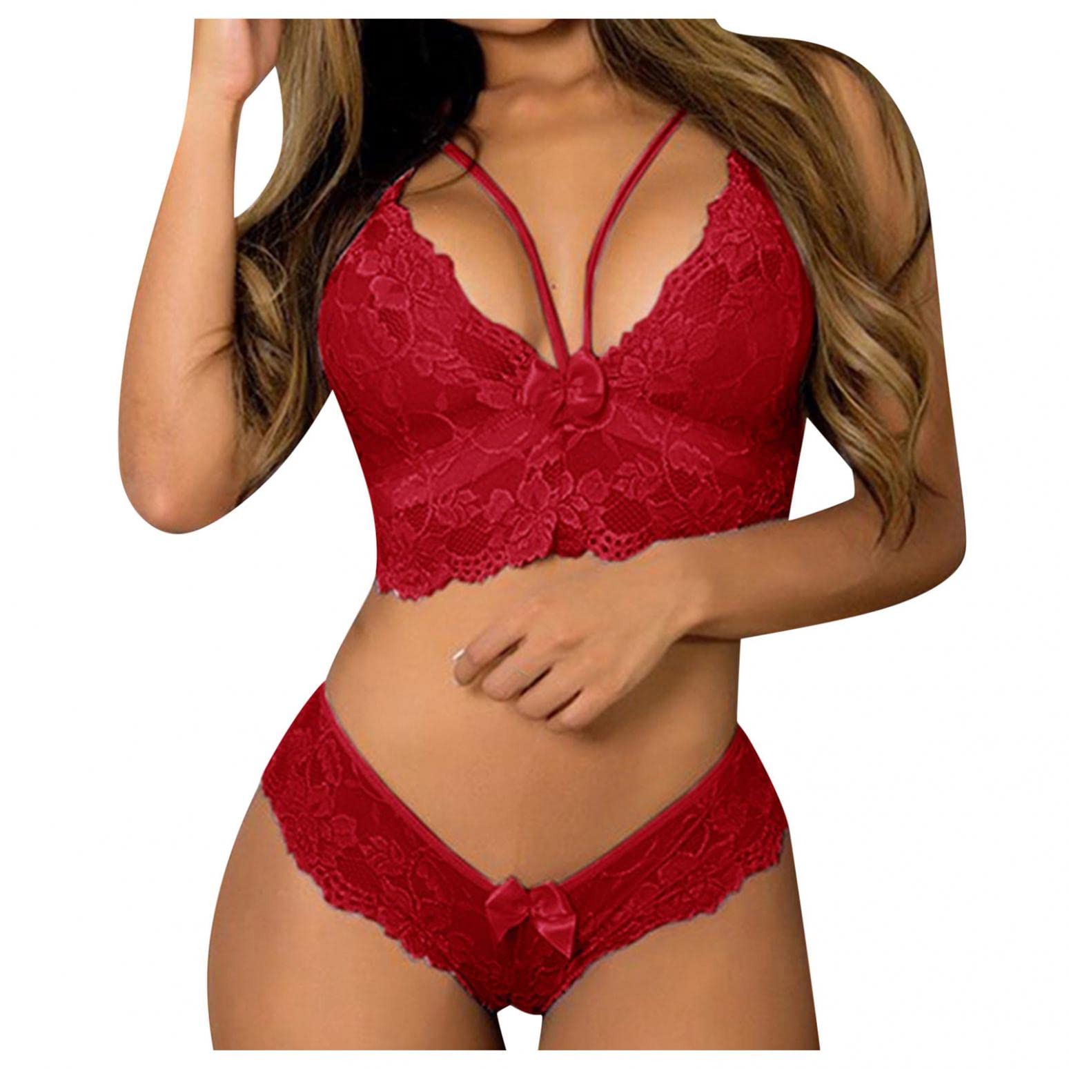 Sexy Lingerie Set for Women - Lace Babydoll Teddy with Garter Bra & Panty Set | Romantic Nightwear for Valentine's Day, Honeymoon & Special Occasions