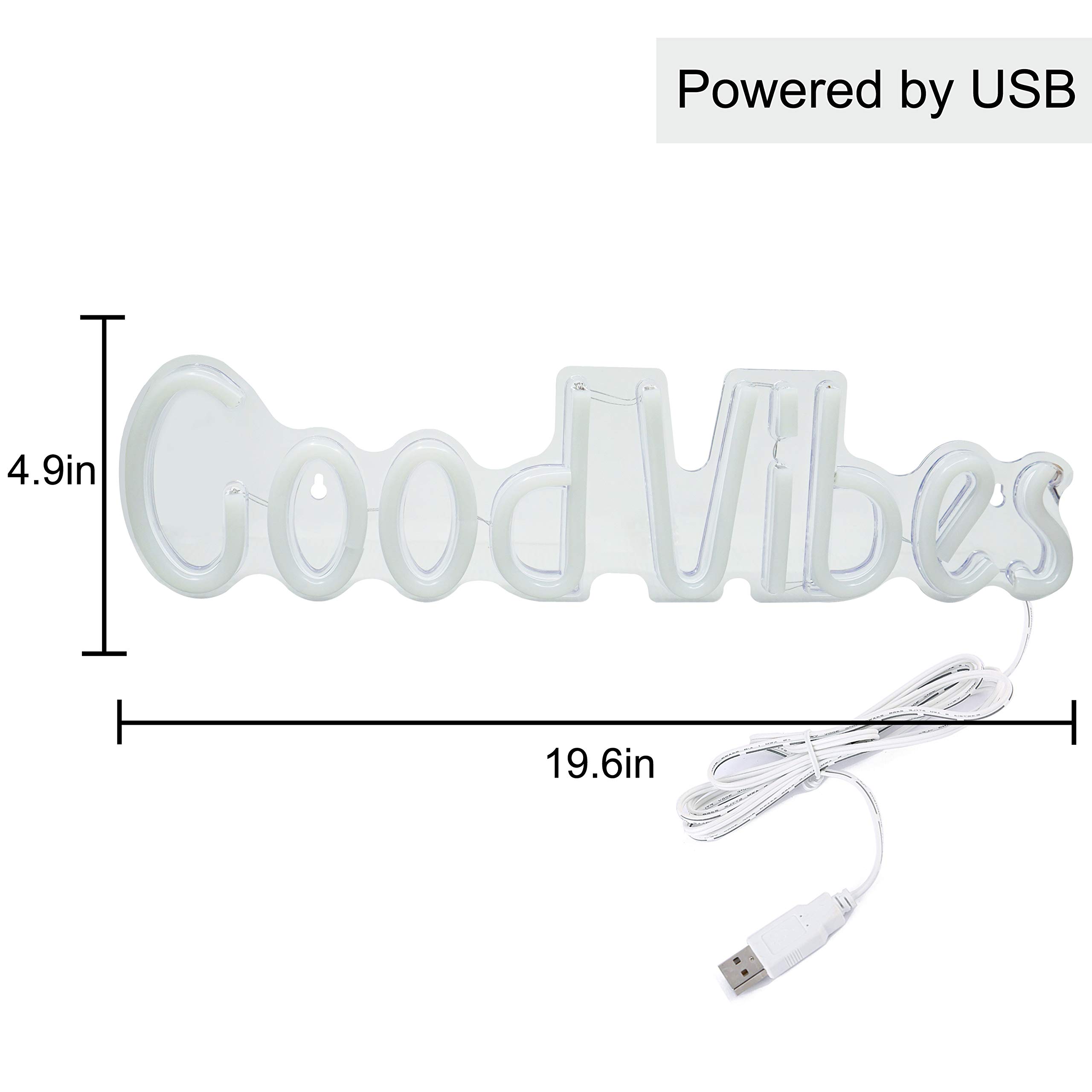 Custom DIY LED Neon Signs - Good Vibes Art Lights for Room, Bedroom, Bar, Pub, Hotel & Party Decor (19.6×4.9 Inch) - Perfect Wall Art for Restaurants, Weddings & Home Decoration