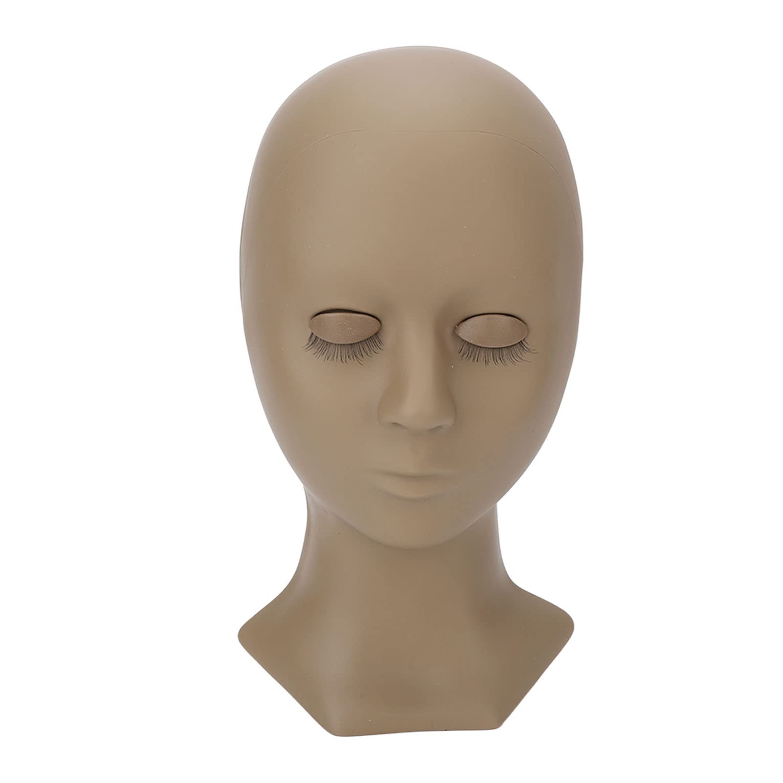 Professional Silicone Eyelash Training Head - Detachable Lash Practice Mannequin for Makeup Artists & Students (Coffee Brown) - Perfect for Salon Training, Home Practice & Beauty School Education
