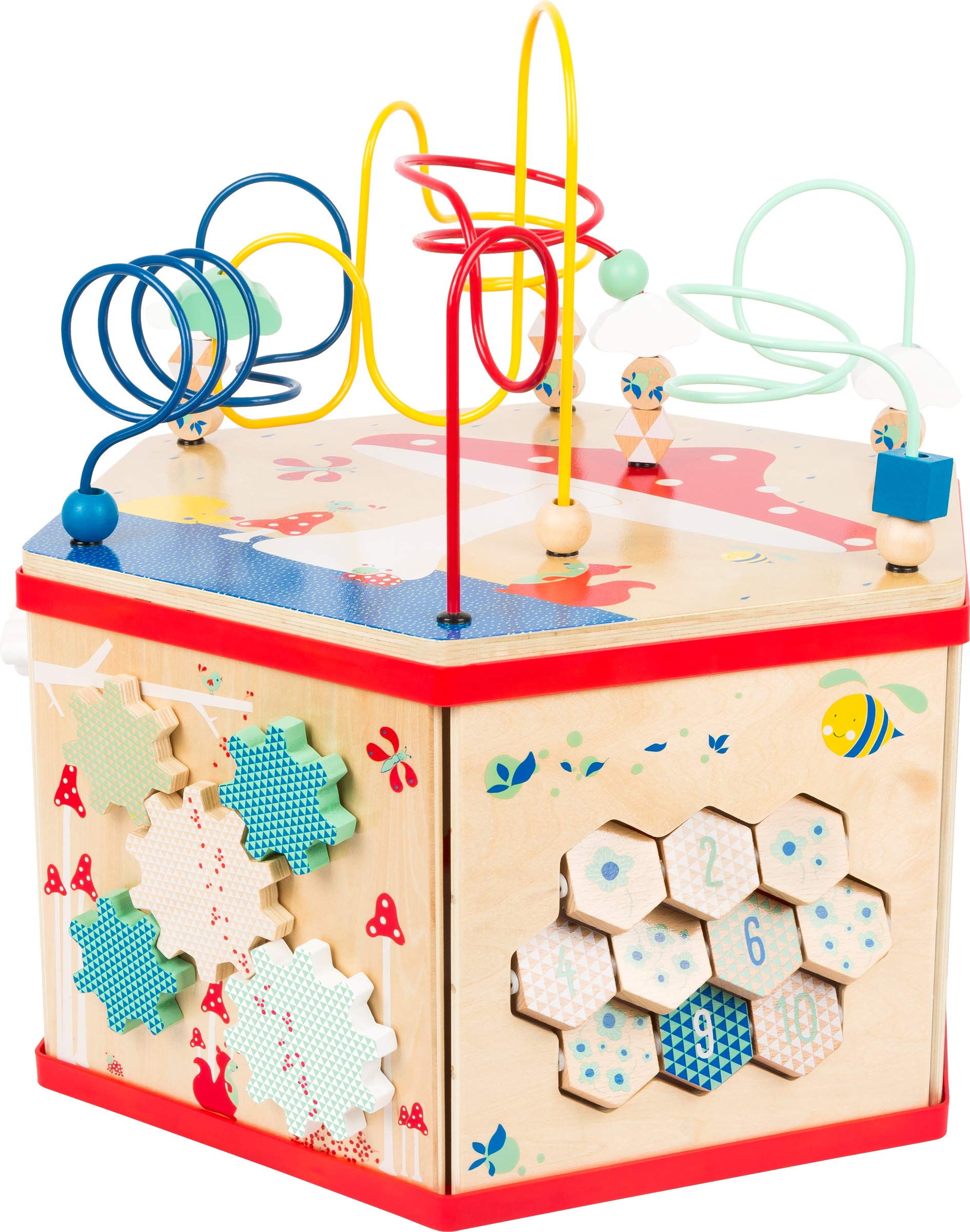 **Small Foot Wooden Activity Cube XL – 7-Sided Educational Toy with Bead Maze, Puzzle, Shape Sorter, Clock & Wheels – Develops Fine Motor Skills & Dexterity for Toddlers 12+ Months – Perfect for Playtime, Learning & Daycare Activities**