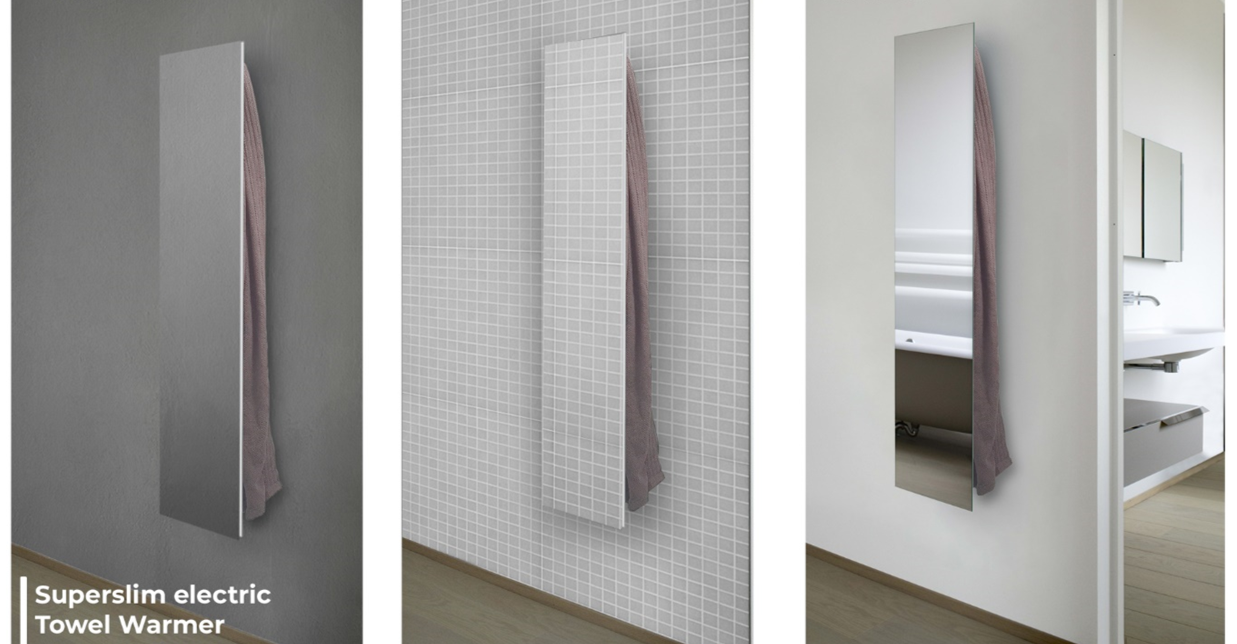 Mg12 Geometrici Superslim Towel Warmer - 14W x 55H - Fast Heating Bathroom Essential for Spa, Hotel & Home Luxury