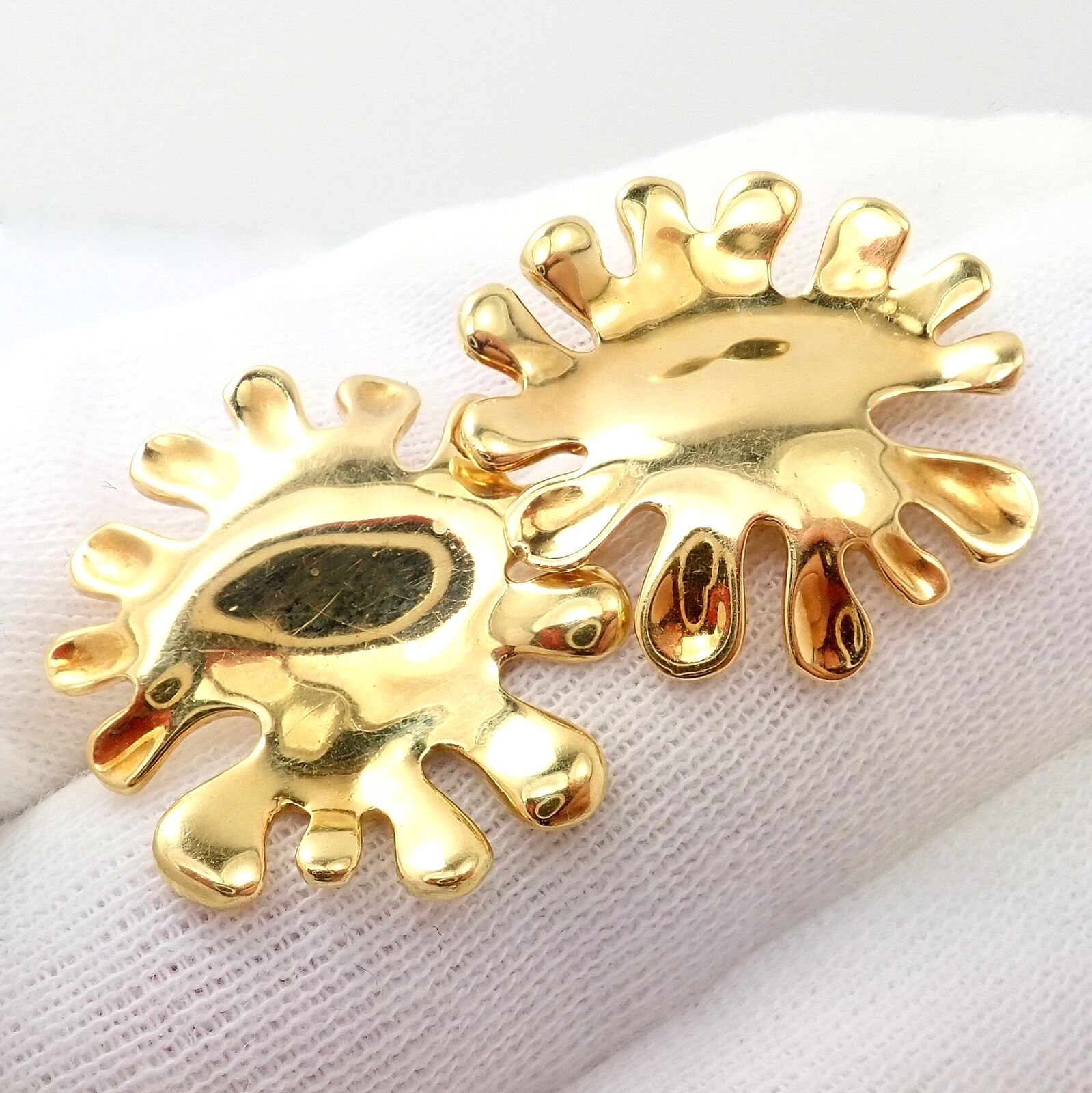 Authentic Tiffany & Co Cummings 18k Yellow Gold Nickelodeon Abstract Earrings - Luxury Jewelry for Women, Perfect Gift for Anniversary & Special Occasions