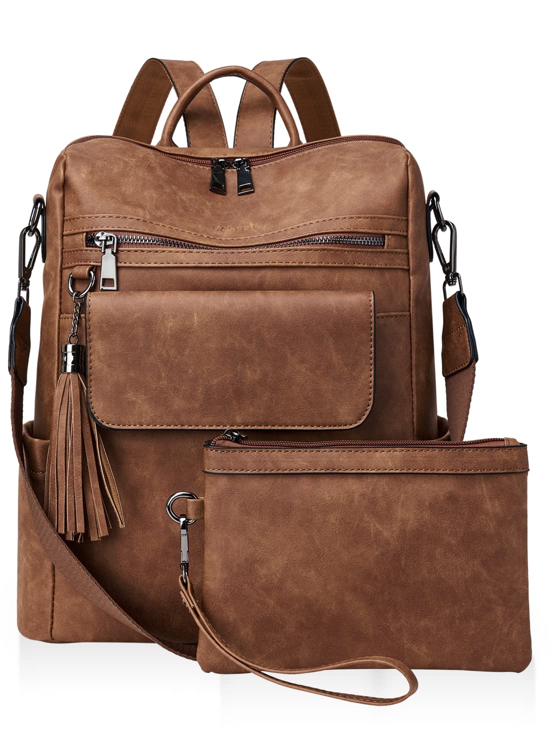 CASEEK Women's Leather Backpack Purse - Convertible Shoulder Bag & Travel Backpack with Wristlet | Stylish Handbag for Work, School, Shopping & Daily Use