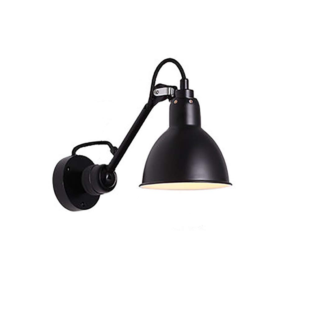 JSY Telescopic Folding Wall Lamp - Adjustable Swing Arm Bedside Light, Black (Large Size) - Perfect for Bedroom, Hallway & Reading Nook Lighting