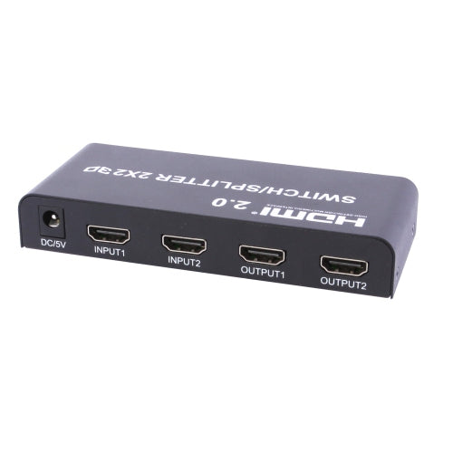 2x2 HDMI 2.0 Matrix Switch Splitter - 4K 60Hz 2 Input 2 Output with Remote Control for Home Theater, Gaming & Multi-Room Video Distribution