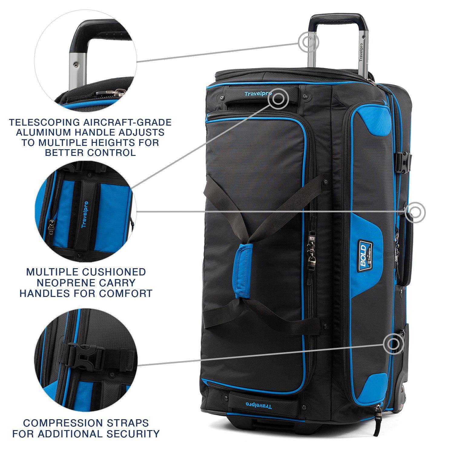 Travelpro Bold 30-Inch Drop Bottom Rolling Duffel Bag - Durable Expandable Luggage for Air Travel, Gym & Sports Gear - Perfect for Business Trips & Weekend Getaways