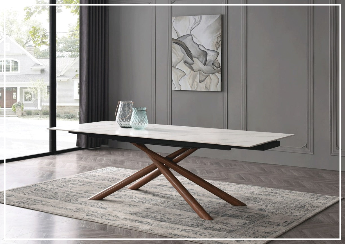 Extendable Dining Table with Ceramic Top - Gio Italia Modern Expandable Kitchen Table for Small Spaces | Perfect for Apartments, Dining Rooms & Entertaining Guests