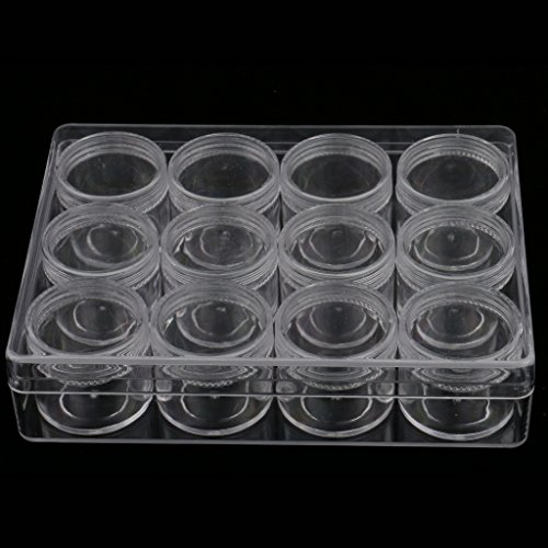 12 Pack Clear Empty Small Plastic Round Jars - Perfect for Nail Art Rhinestones, Gems, Jewelry Beads, Crafts & Cosmetic Storage - Ideal for DIY Organizing, Travel Lotion Containers & Small Item Storage
