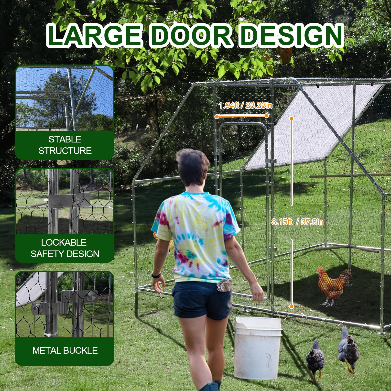 Premium Large Metal Chicken Coop with Climbing Frame - 118