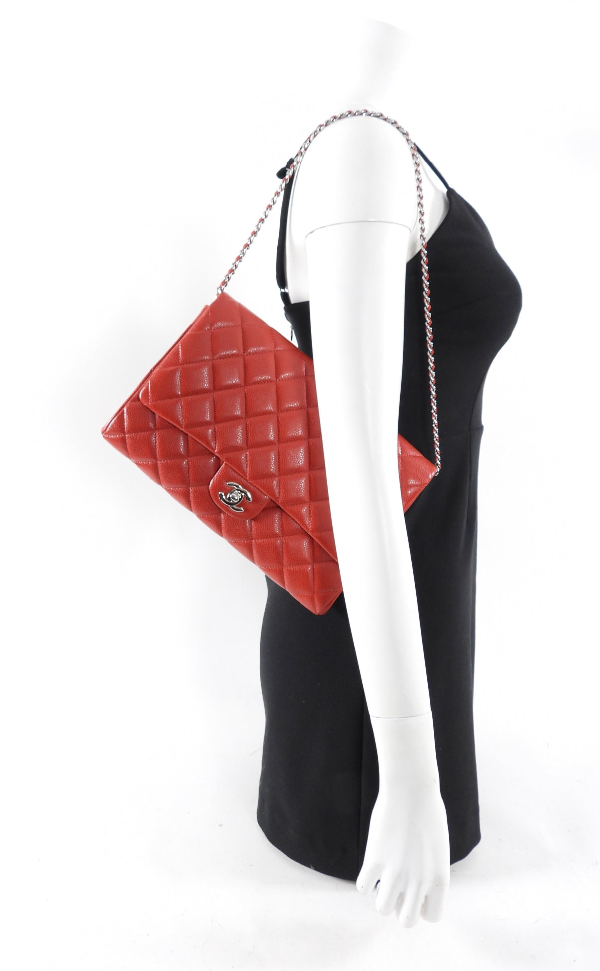 Chanel Red Caviar Leather Quilted Classic Timeless Chain Flap Bag - Luxury Designer Handbag for Women | Perfect for Parties, Weddings & Evening Events