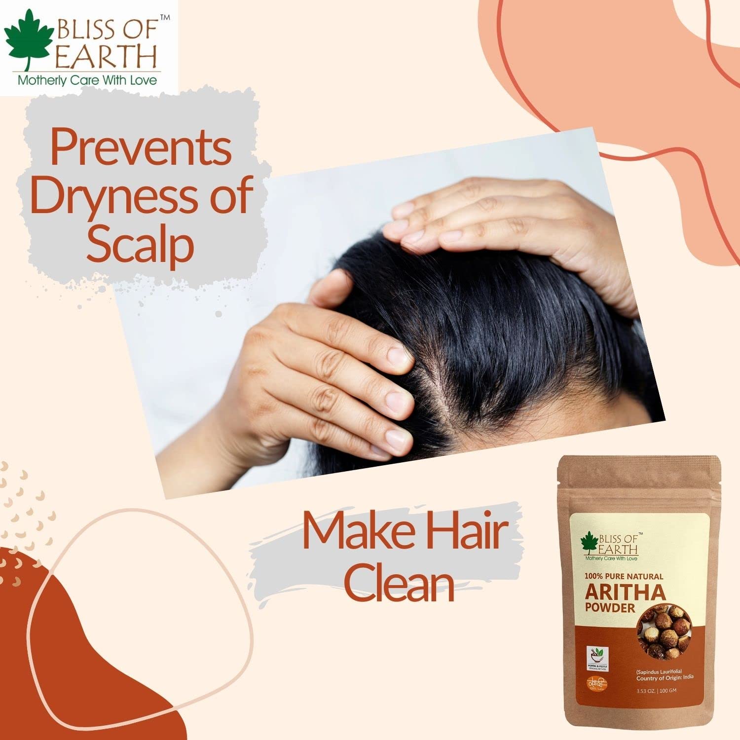 Bliss of Earth 100% Pure Reetha Powder (100g) | Natural Aritha Powder for Hair Cleansing | Chemical-Free Shampoo Alternative for Silky, Gorgeous Hair | Perfect for Ayurvedic Hair Care & Natural Beauty Routines