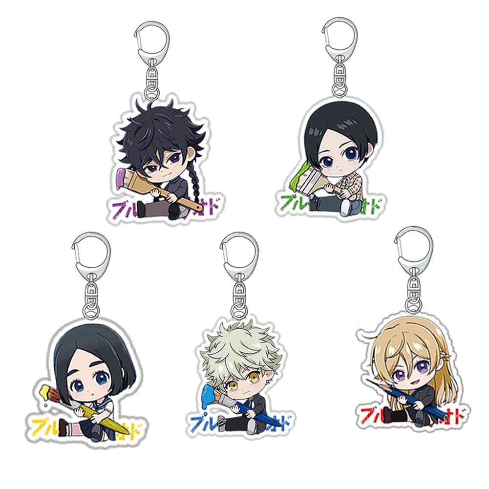 MPHX 5PCS Blue Period Anime Keychains - Yaguchi Yatora & Takahashi Yotasuke Cosplay Keyring Pendants for Manga Fans | Perfect for Conventions, Gift Giving & Anime Collections