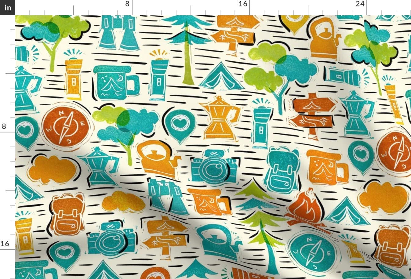 Happy Nature Trees Outdoor Printed Satin Fabric by The Yard - Premium Sewing Material for Apparel, Lining, Fashion, Blankets & Home Decor - DIY Crafts, Quilting, Curtains & Upholstery Projects