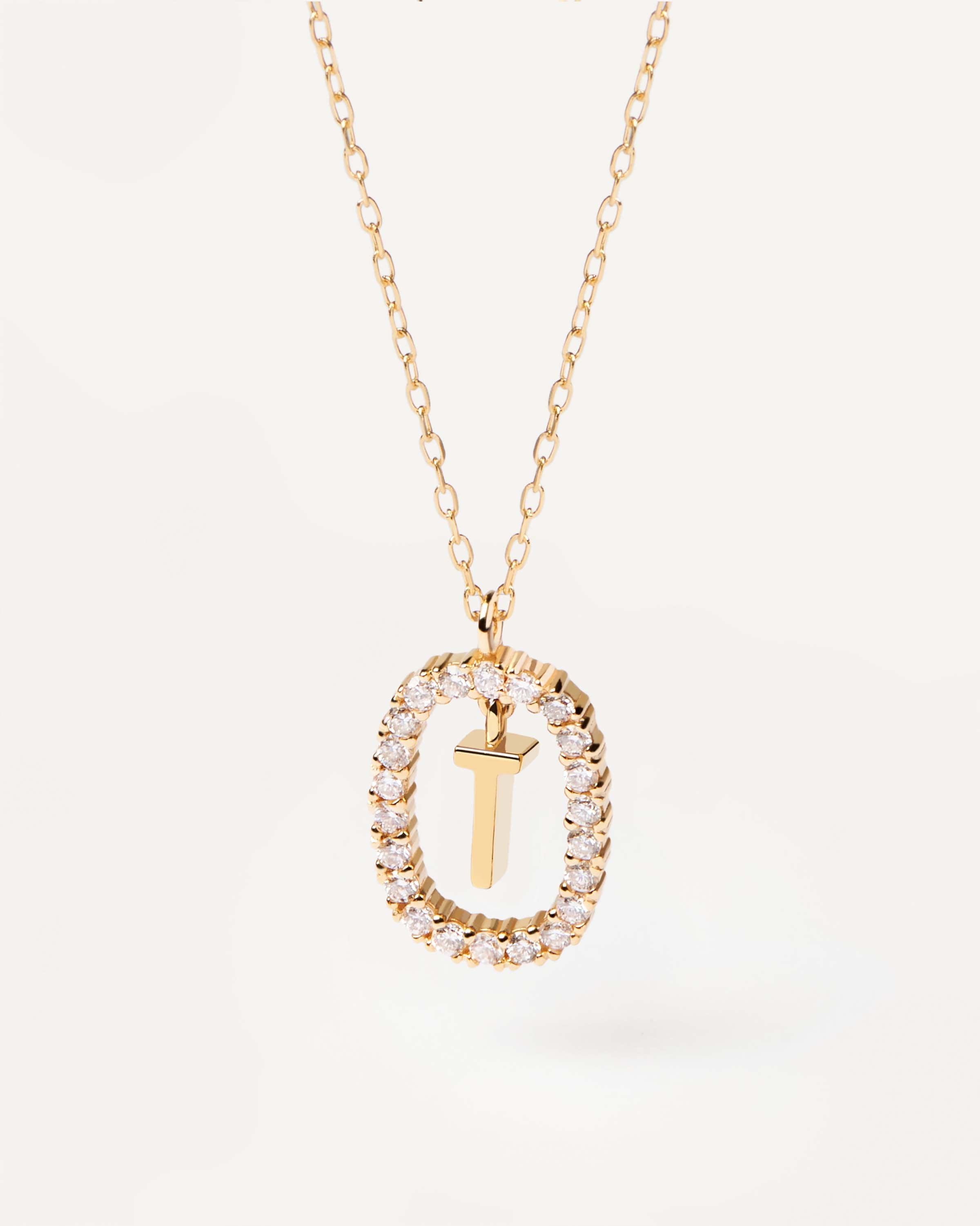 Diamond & Gold Letter T Necklace for Women - Elegant Initial Pendant Jewelry Gift for Birthday, Anniversary & Valentine's Day - Perfect for Everyday Wear & Special Occasions