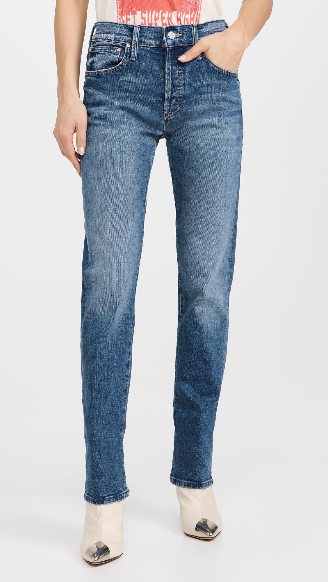 MOTHER Women's The Hiker Skimp Jeans - High Waist Stretch Denim Pants for Hiking & Outdoor Adventures | Comfortable Skinny Fit Jeans for Casual Wear & Travel