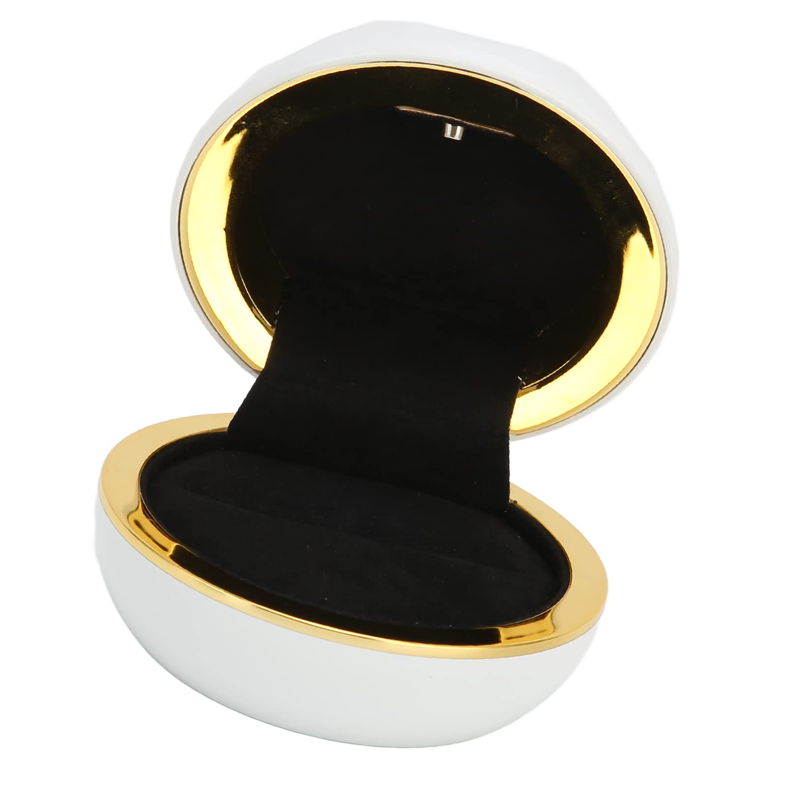 KUIDAMOS LED Jewelry Display Box - Elegant Plastic Ring Gift Box for Engagement & Wedding Proposal - Unique Shaped Portable Case for Men & Women (White) - Perfect for Proposals, Anniversaries & Special Occasions