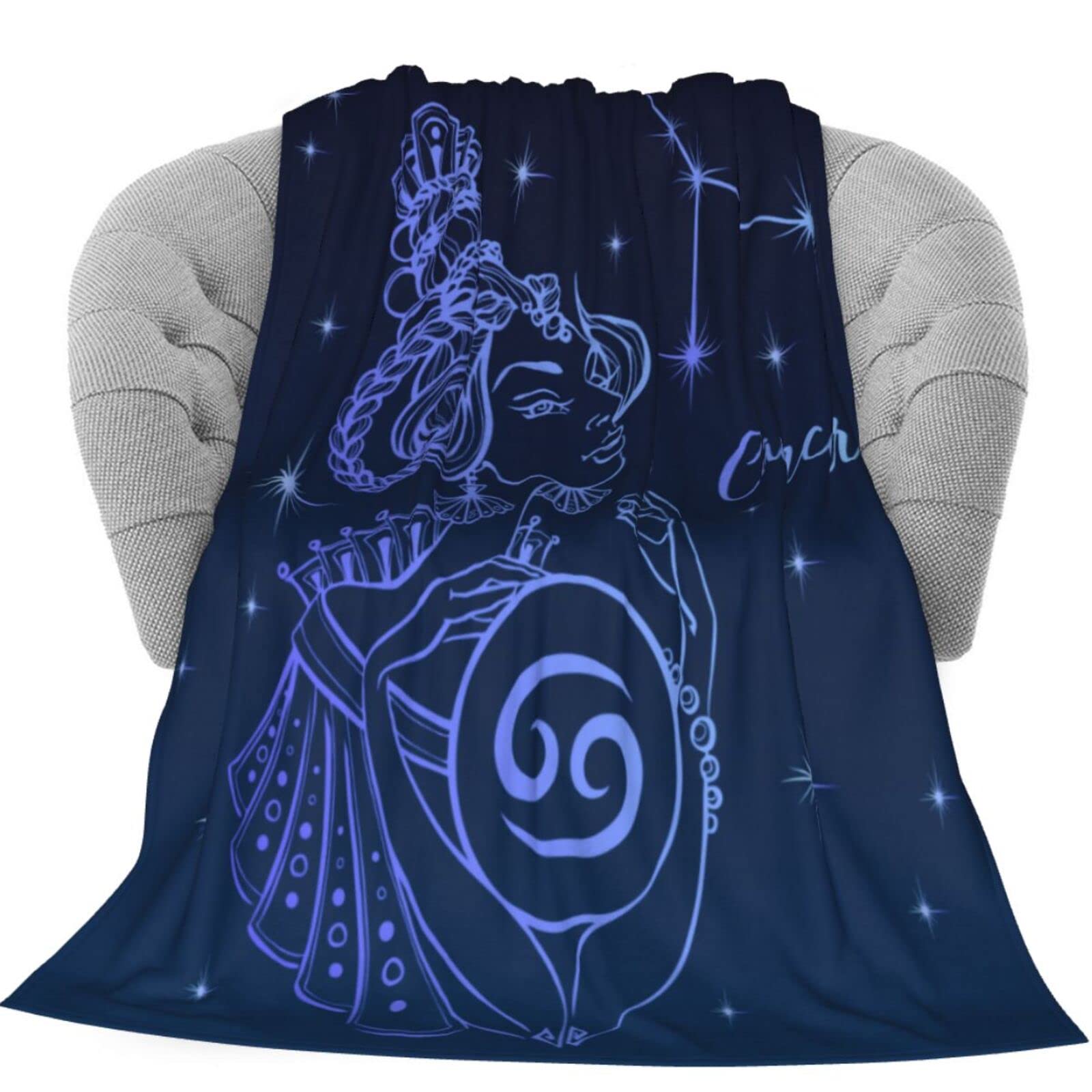 Cancer Zodiac Sign Soft Flannel Fleece Blanket 40x50 Inches - Lightweight Cozy Throw for Couch, Bed, Sofa - Perfect for Travel, Camping, Home Decor & Gifts for Kids & Adults