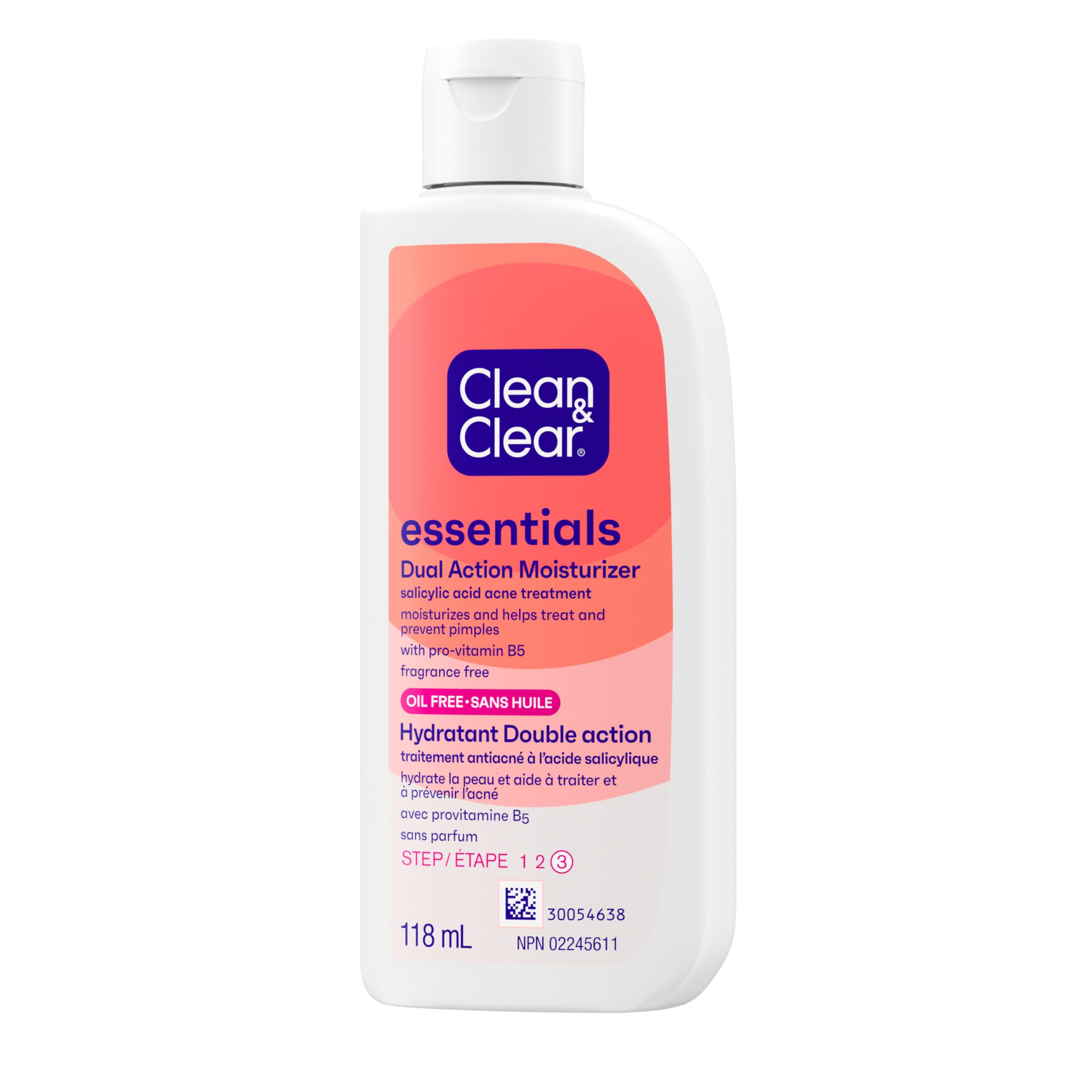 Clean & Clear Oil-Free Dual Action Moisturizer 3.93oz - Acne Treatment & Hydration for Oily & Sensitive Skin - Daily Face Moisturizer for Teens & Adults - Lightweight, Non-Greasy Formula for Clear, Healthy Skin - Perfect for Morning & Night Skincare Routine