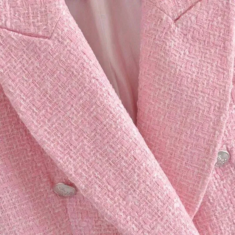 Stylish Pink Tweed Shorts Suit for Women - Summer Office Wear & Casual Outfits