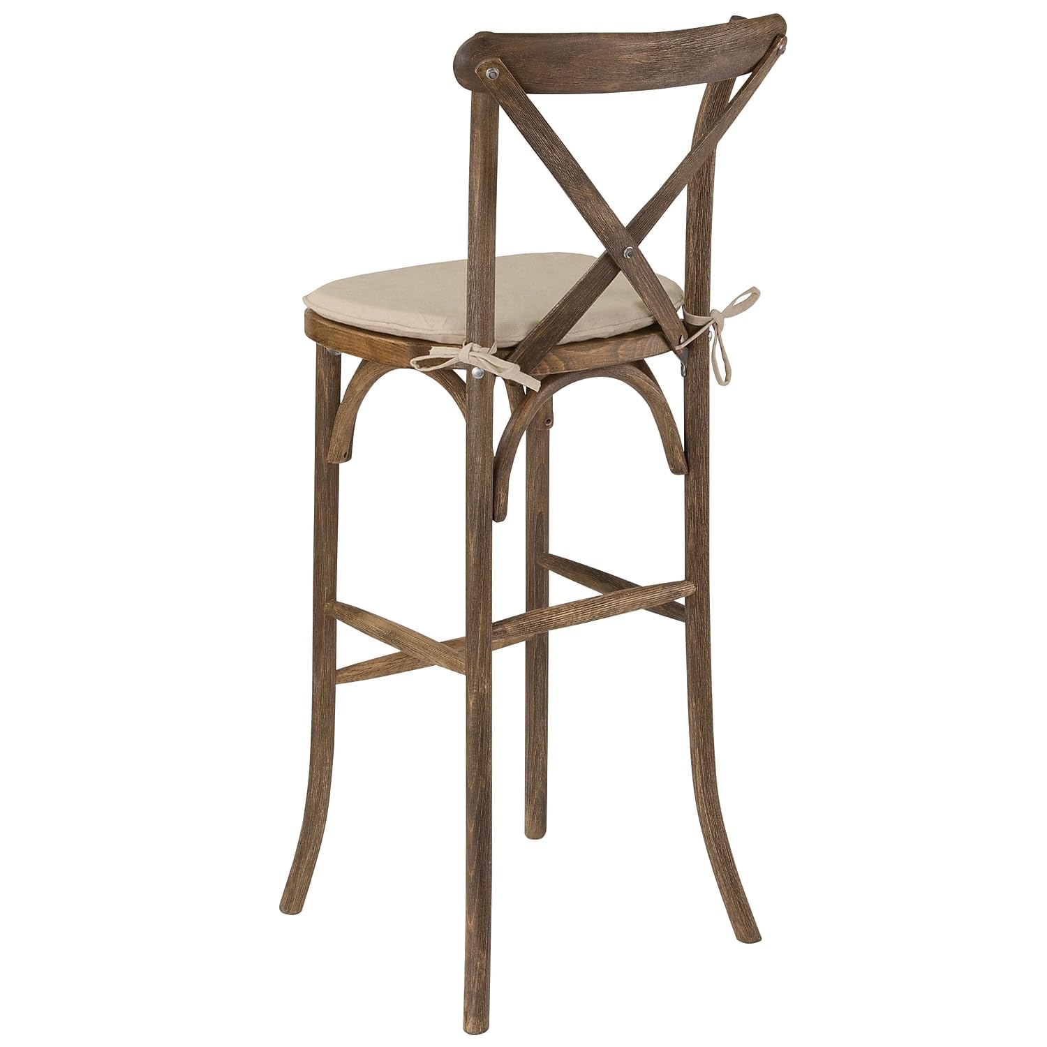 Flash Furniture 2-Pack HERCULES Series Dark Antique Wood Cross Back Bar Stools with Cushions - Perfect for Kitchen Islands, Home Bars & Dining Counter Seating