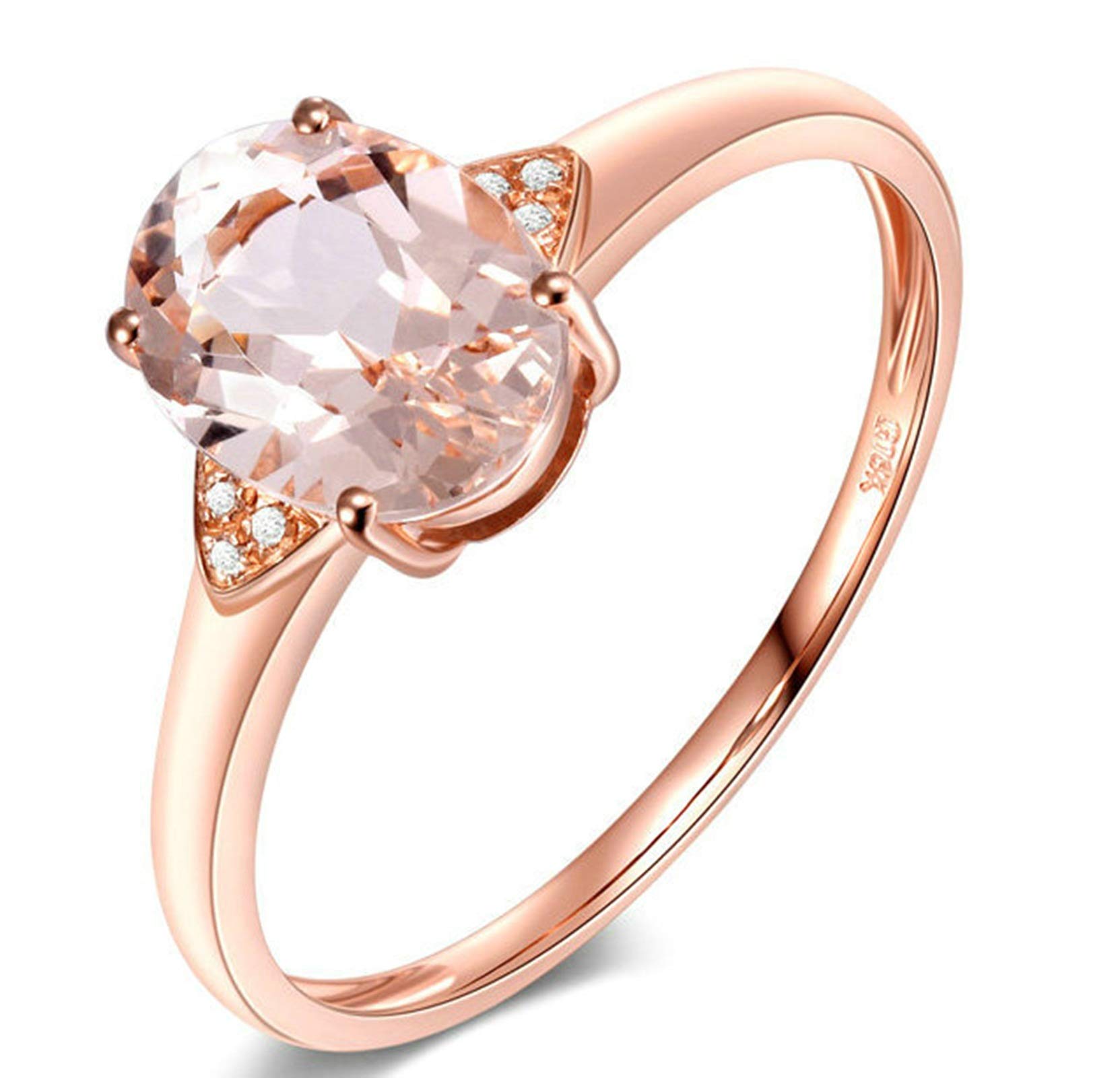 18K Rose Gold Morganite Engagement Ring for Women - Elegant Wedding Band, Promise Ring, Anniversary Gift for Her - Perfect for Proposals, Bridal Jewelry & Special Occasions