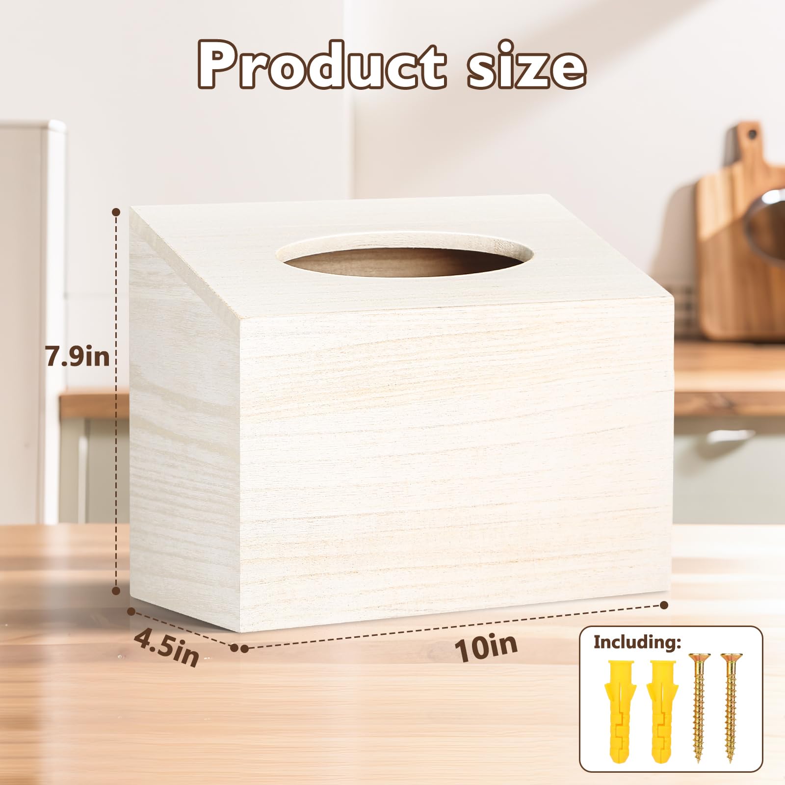 Wooden Tissue Box Cover Holder - Compatible with Kleenex & Disposable Paper Towels | Elegant Tabletop, Bathroom & Office Organizer (White) | Perfect for Home Decor, Guest Rooms & Workplace Desks