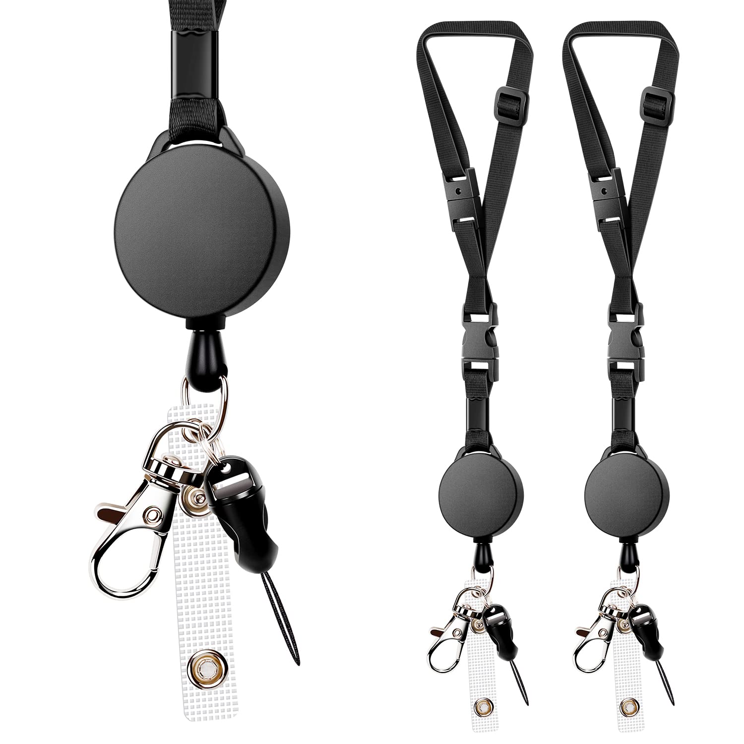 2 Pack Retractable Lanyards with Breakaway Clasp - for Office, ID Badges & Events