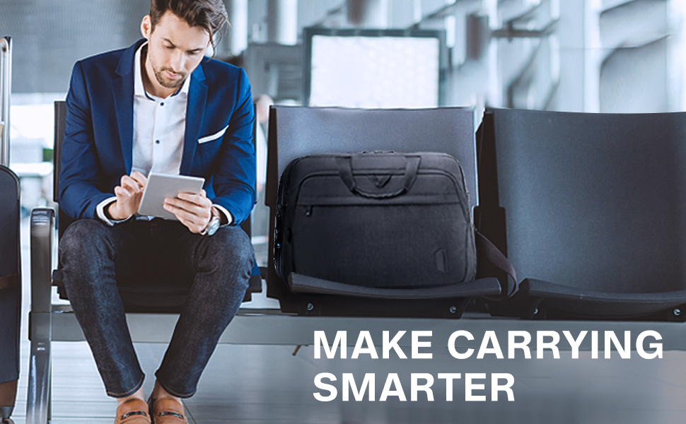 BAGSMART 17.3 Inch Expandable Laptop Bag for Men & Women - Waterproof Business Briefcase, Work Backpack for Office, Travel & Commuting - Durable Computer Shoulder Bag (Black) | Perfect for Business Trips, Daily Commute & Professional Work Settings