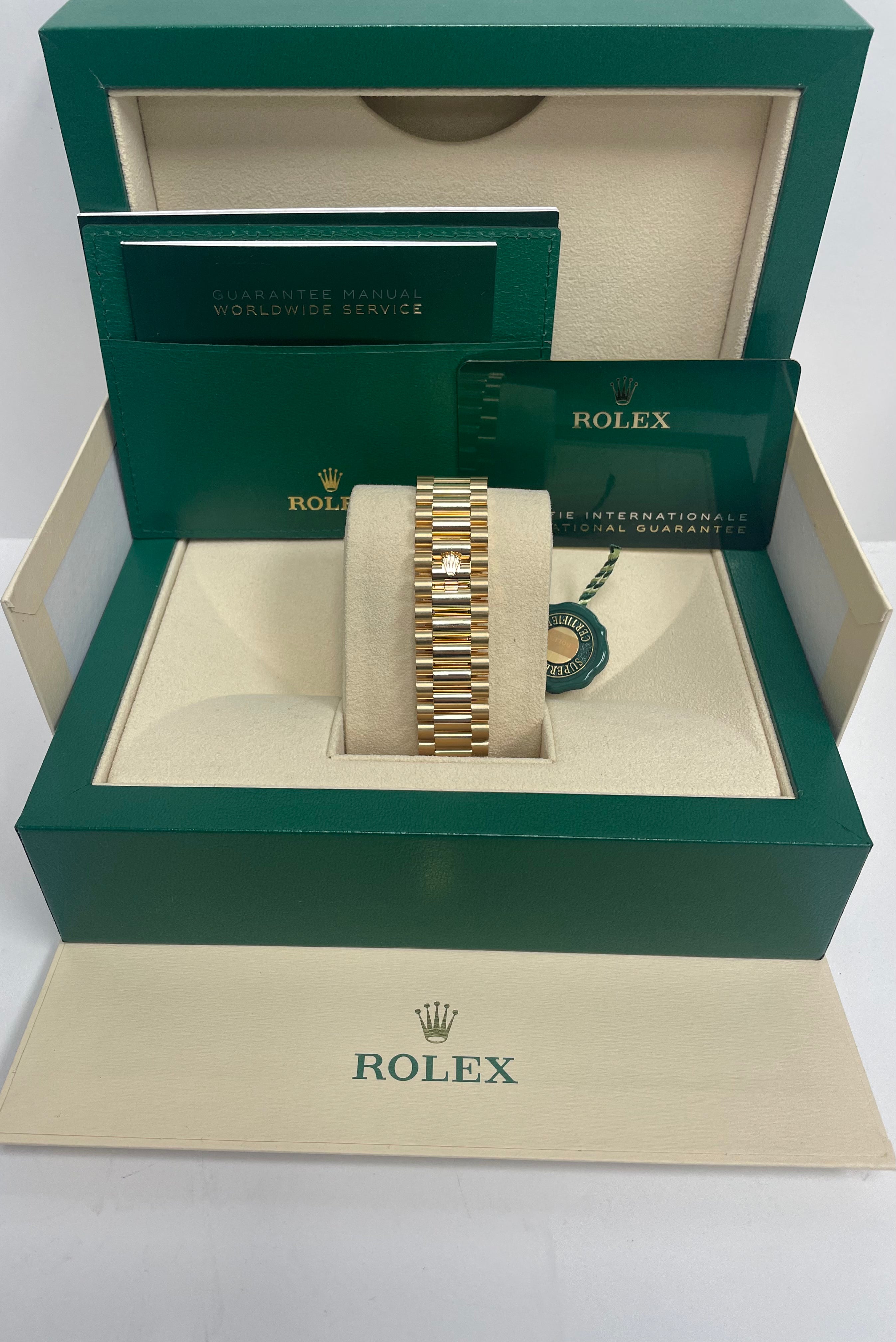 Rolex Day Date 40mm 18K Yellow Gold Men's Watch with Black Diamond Dial & Diamond Bezel, President Bracelet (Ref# 228348RBR) - Luxury Dress Watch for Business & Formal Occasions