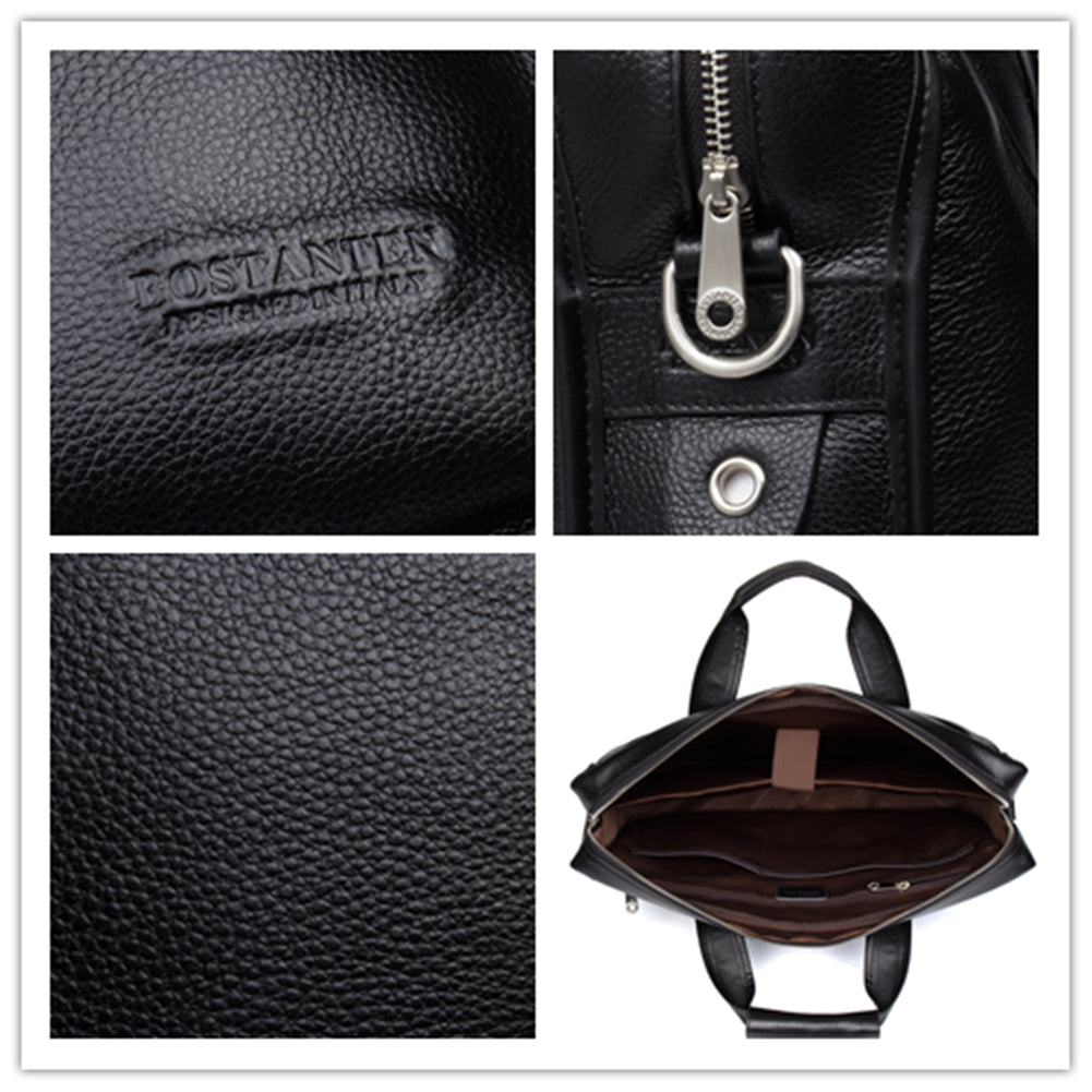 Premium Genuine Leather Messenger Bag for Men - Classic Business Briefcase with 14 Inch Laptop Compartment | Ideal for Office, Work, Travel & Daily Commute