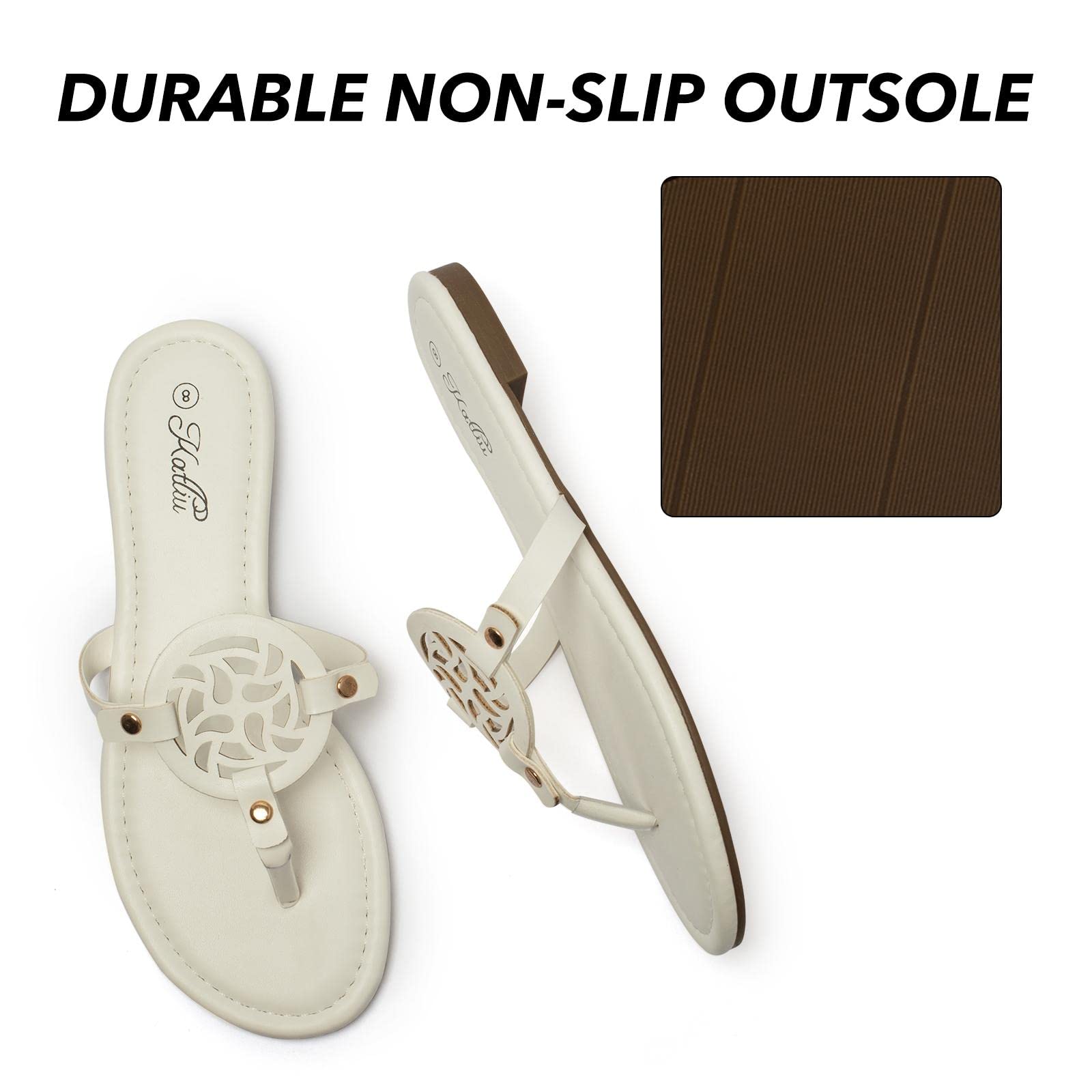 Katliu Women's Flat Sandals - Comfortable Flip Flops & Dressy Thong Sandals for Beach, Pool, Vacation & Summer Outfits