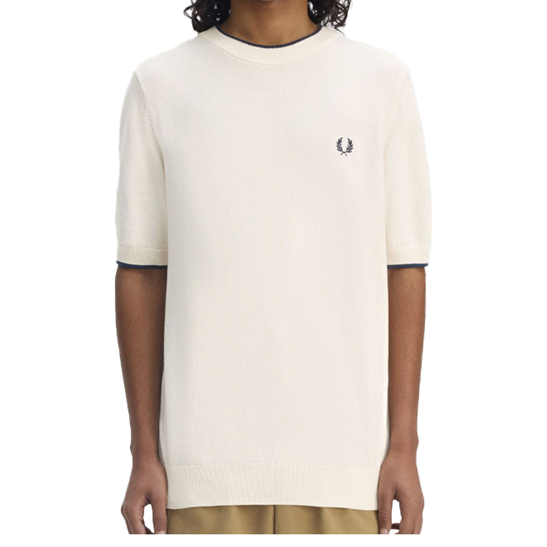 Soft Textured Knitted T-Shirt in Ecru - Comfortable Casual Wear for Everyday Outfits and Layering