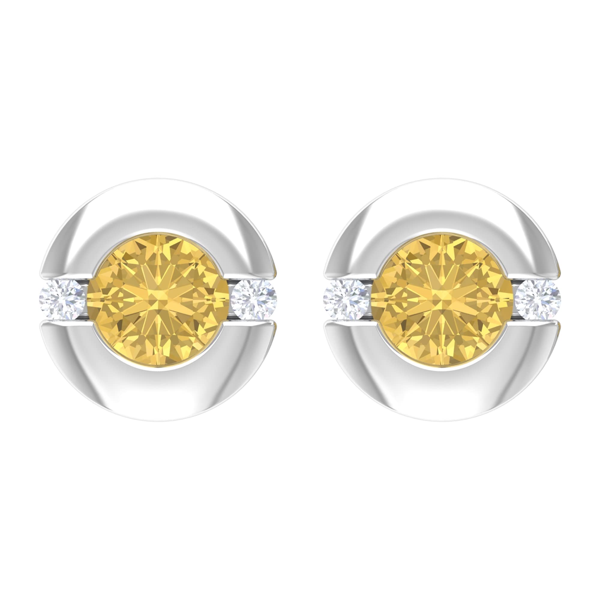0.50 CT Citrine and Diamond Stud Earrings for Women - 4mm Citrine Solitaire Minimalist Screw Back Earrings in 14K Solid Gold - Perfect for Everyday Wear, Gifts & Special Occasions