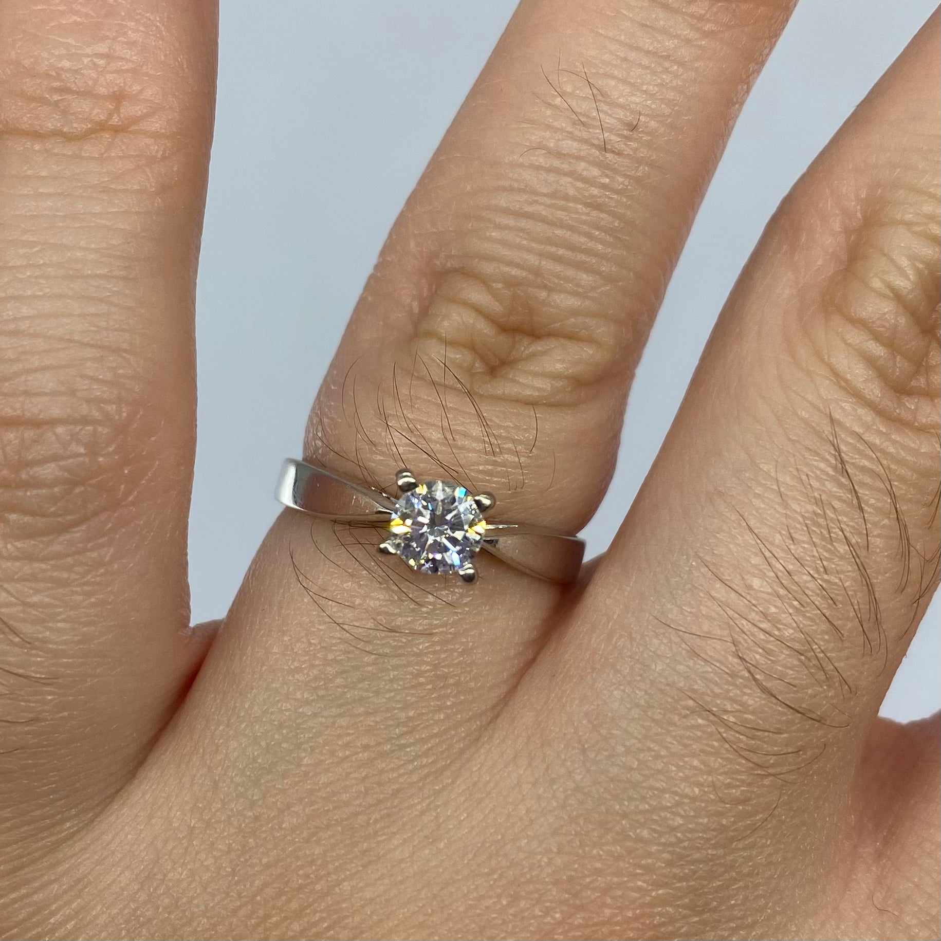 0.40ct Solitaire Diamond Engagement Ring for Women - Size 5.5 | Premium Round Cut White Gold Wedding Band | Perfect for Proposals, Anniversaries & Romantic Occasions