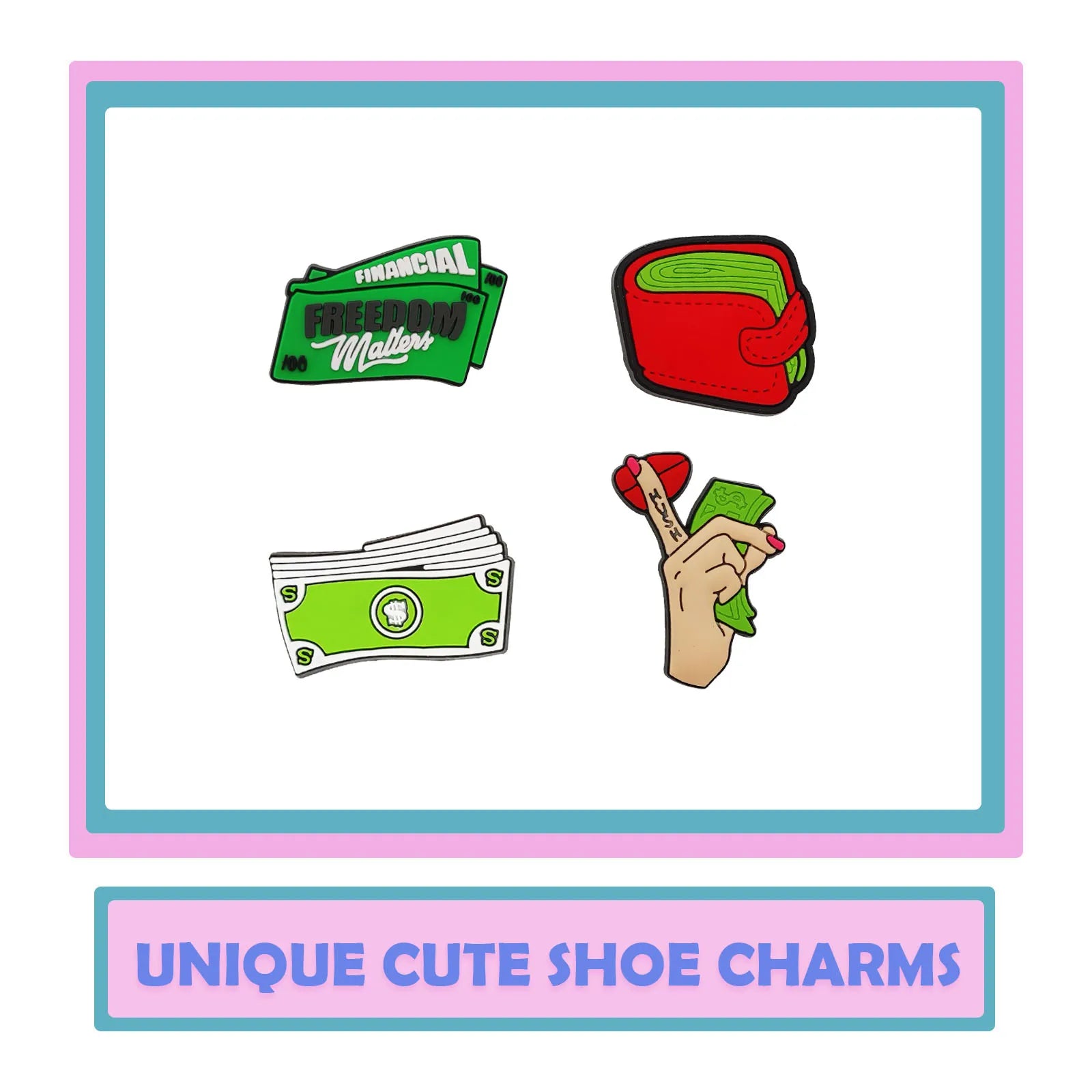 20pcs Dollar Pattern Shoe Charms for Crocs & Sandals | PVC Shoe Decorations Accessories for Christmas, Birthday, Party | Perfect Gift for Kids & Teens | Great for DIY, Fashion & Jibbitz Collection