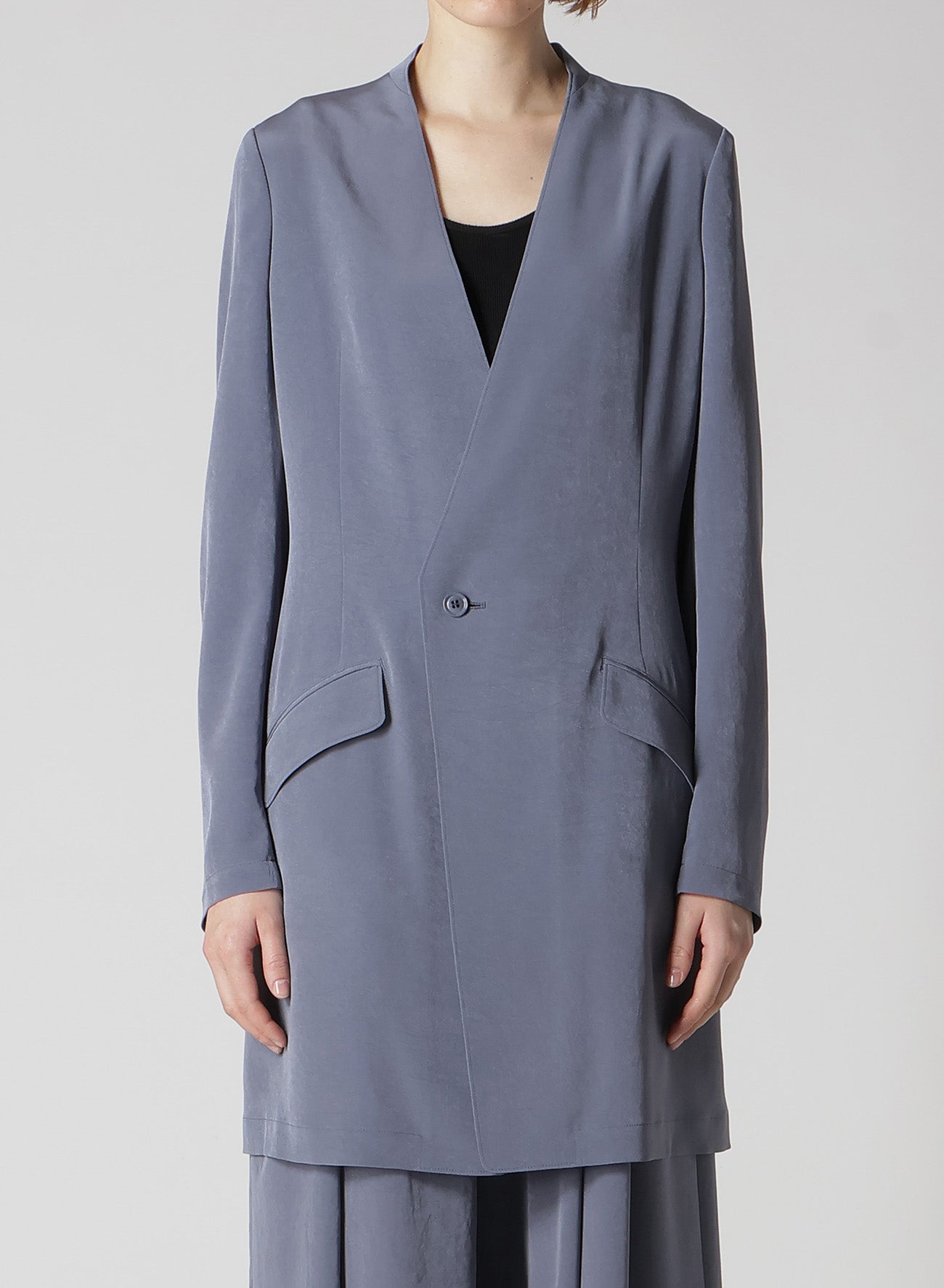 Elegant Crepe de Chine Collarless Jacket for Women - Lightweight & Stylish Blazer for Office, Dinner, and Casual Wear