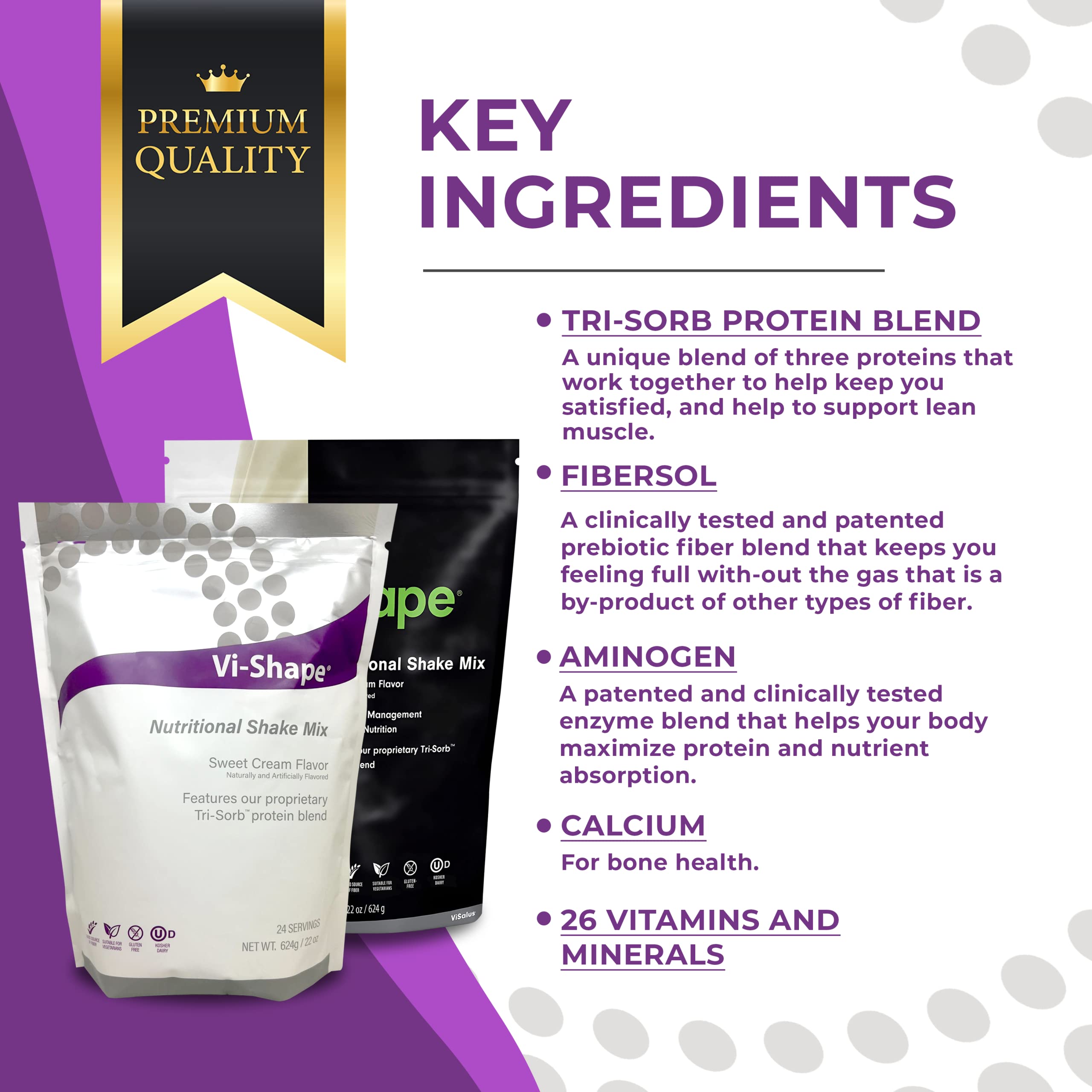 Vi-Shape Original Nutritional Shake Mix - Sweet Cream Flavor | 22oz (2 Bags, 48 Servings) | Protein Powder for Weight Loss & Meal Replacement | Perfect for Smoothies, Breakfast & Post-Workout Recovery