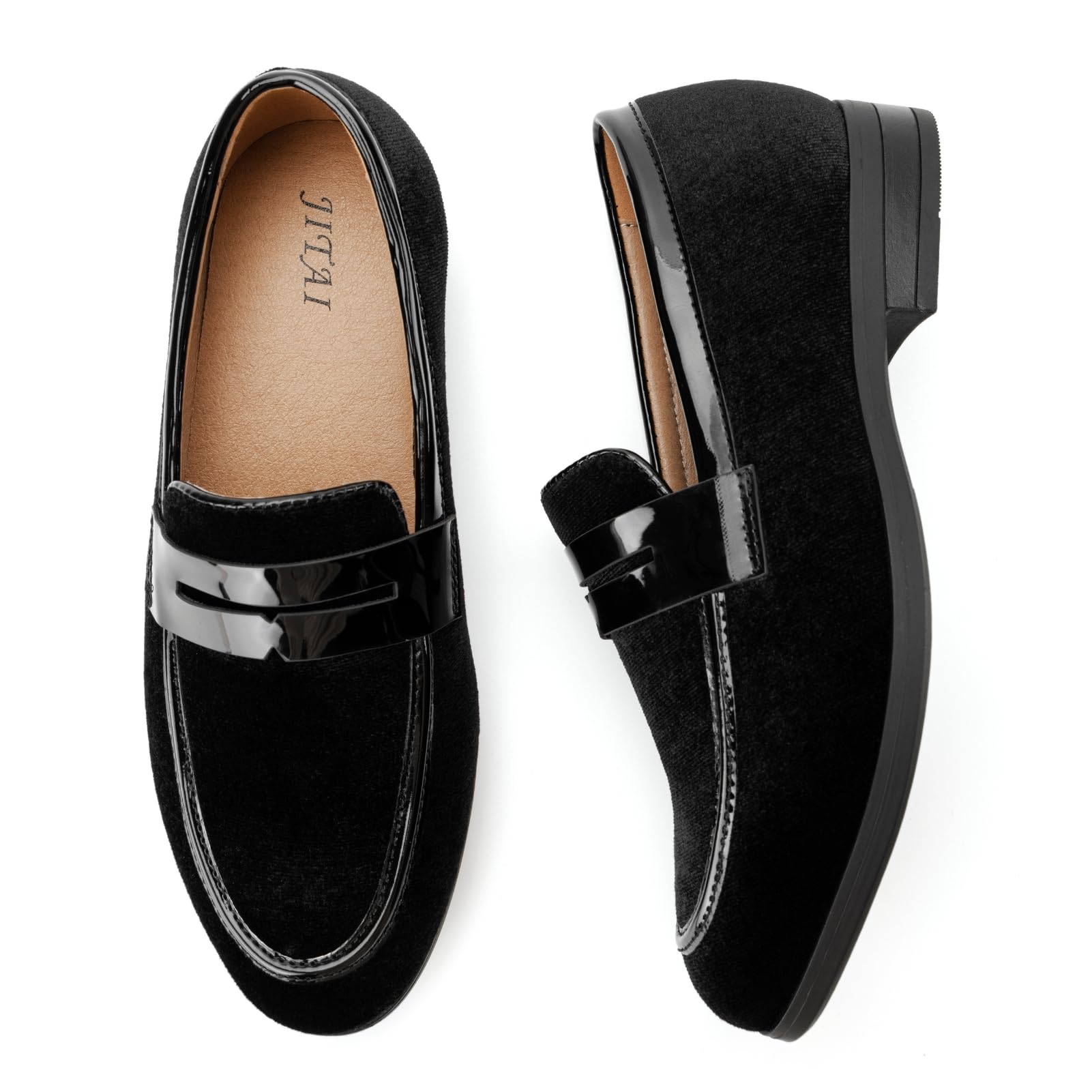 JITAI Boys Velvet Slip-On Loafers - Formal Dress Shoes for Weddings, Parties & Special Occasions - Comfortable Kids Dress Shoes for School Events & Holidays
