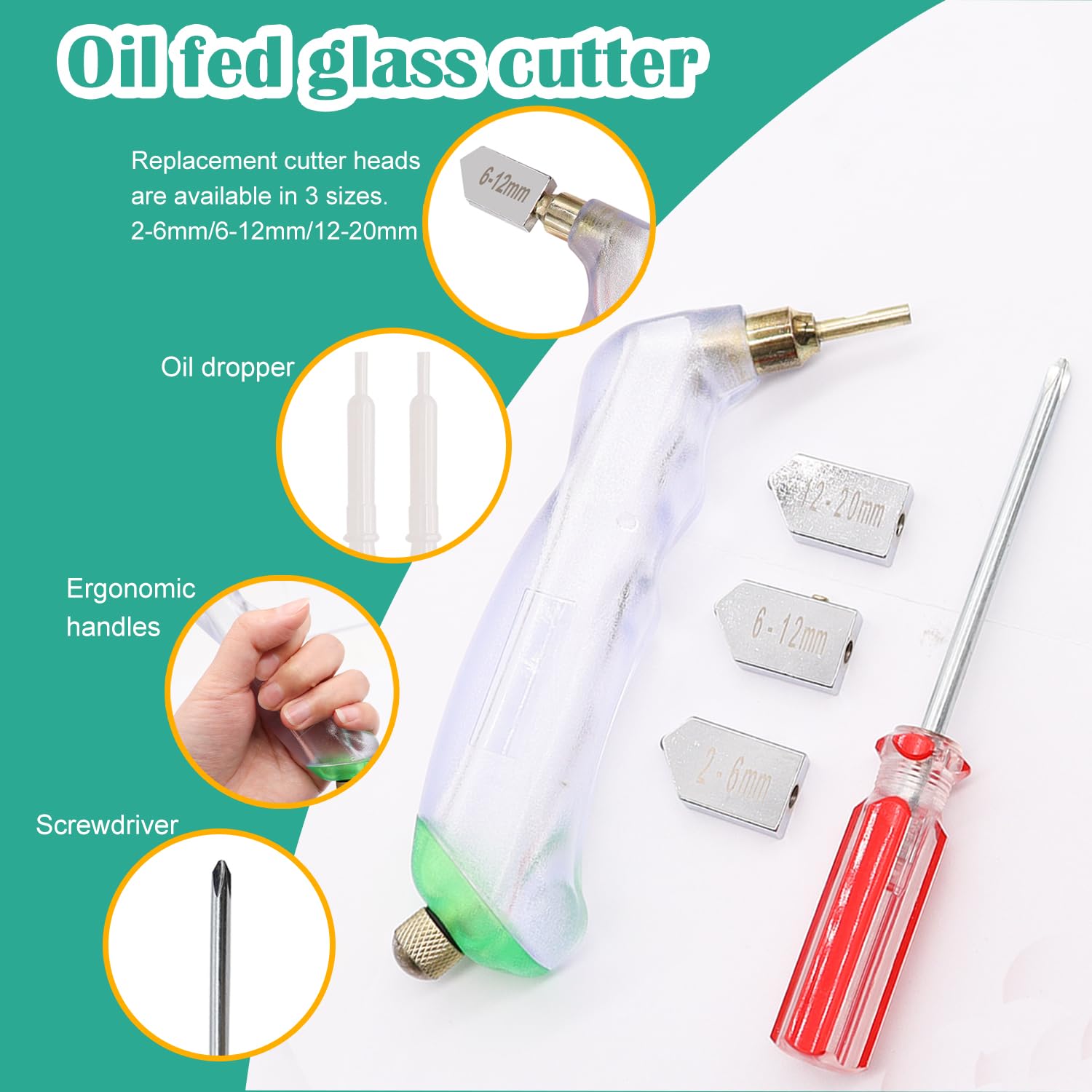 Weideer 10-Piece Glass Cutting Tool Kit - Professional Glass Cutter, Running Pliers, Grozer Pliers, Oil Feed, Engraving Pen & Screwdriver for Stained Glass, Mosaic & DIY Craft Projects