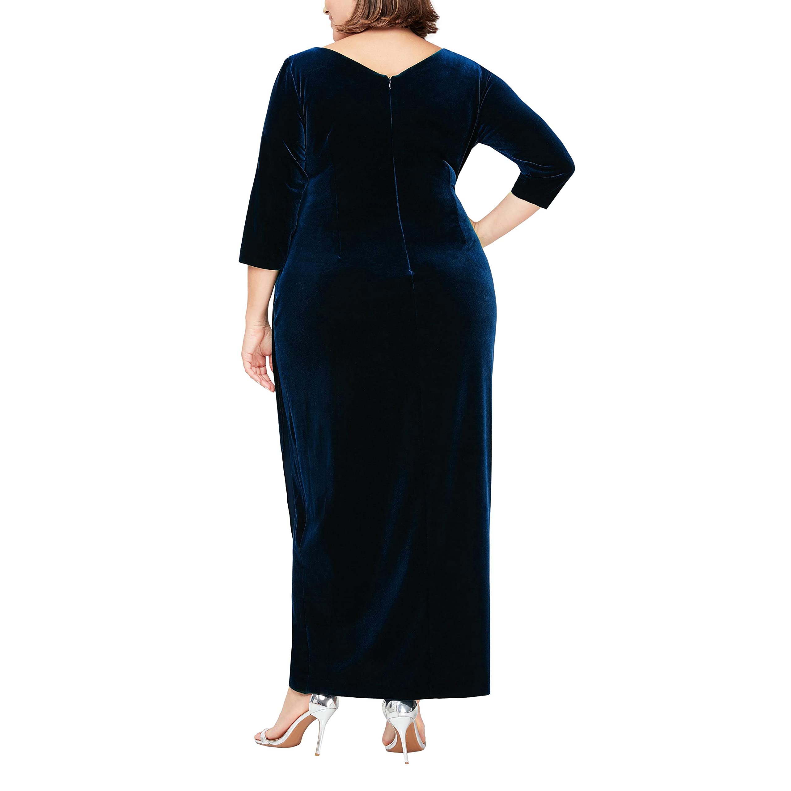 Alex Evenings Women's Plus Size Long Velvet Evening Gown - Elegant Formal Dress for Weddings, Parties & Special Occasions