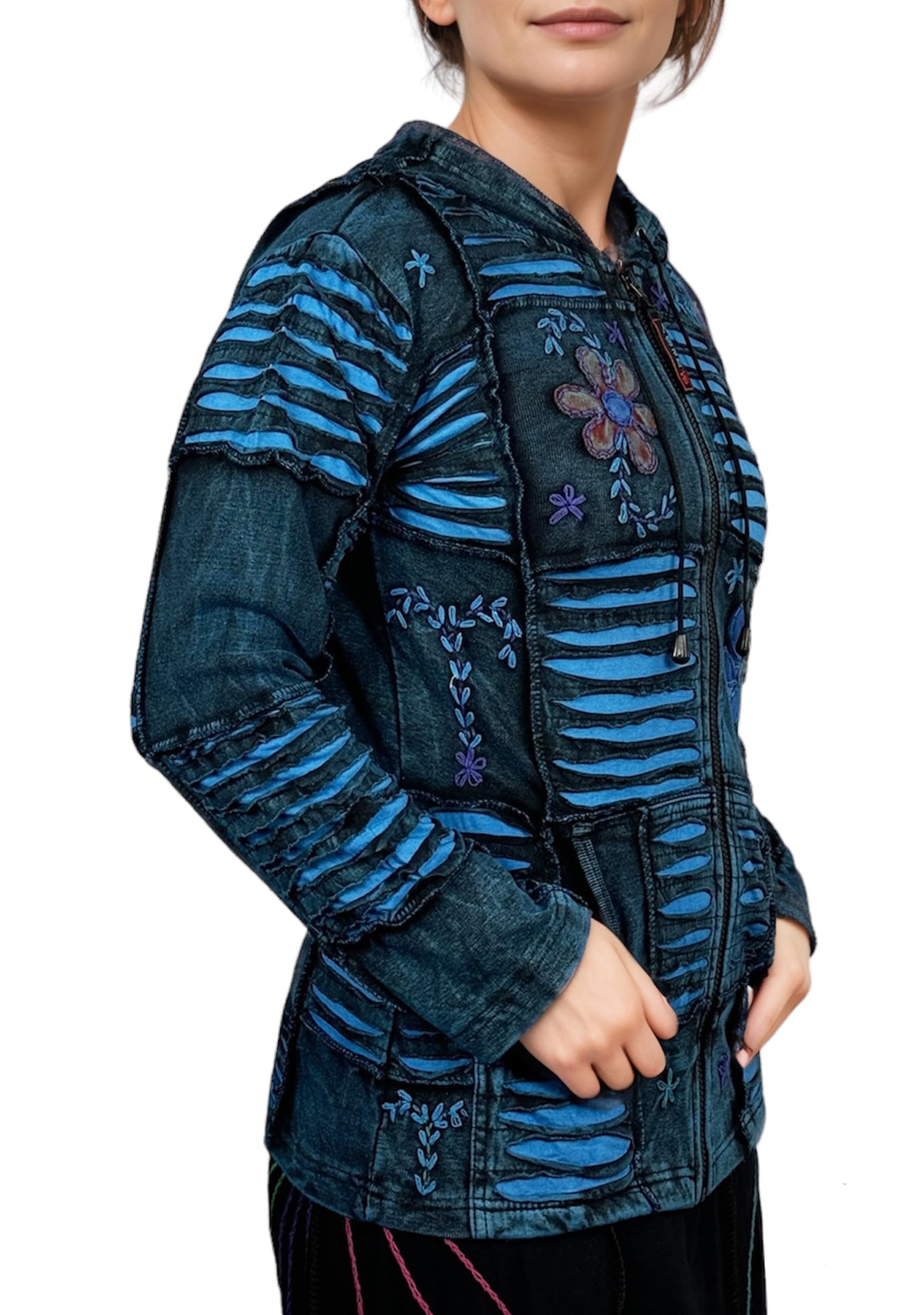 Agan Traders 2025 Spring Tie-Dye Patch Embroidered Women's Zip Up Hoodie Jacket - Trendy Free-Spirited Fashion for Casual Wear, Street Style & Outdoor Activities