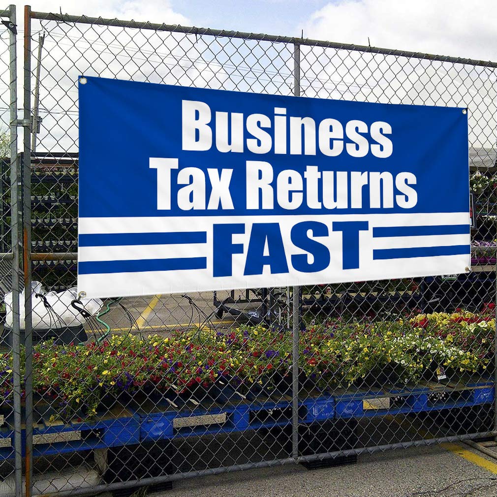 Custom Vinyl Banner 60x144 Inches - Weatherproof Business & Yard Signs with 10 Grommets | Fast Tax Return & Industrial Outdoor Advertising | Perfect for Storefronts, Events & Construction Sites