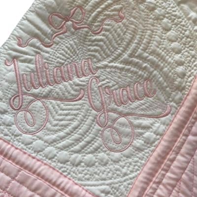 Personalized Baby Quilt with Embroidered Name & Bow - Custom First & Middle Name Heirloom Blanket for Crib, Nursery Decor & Newborn Gift - Perfect for Christening, Baby Showers & Family Keepsakes