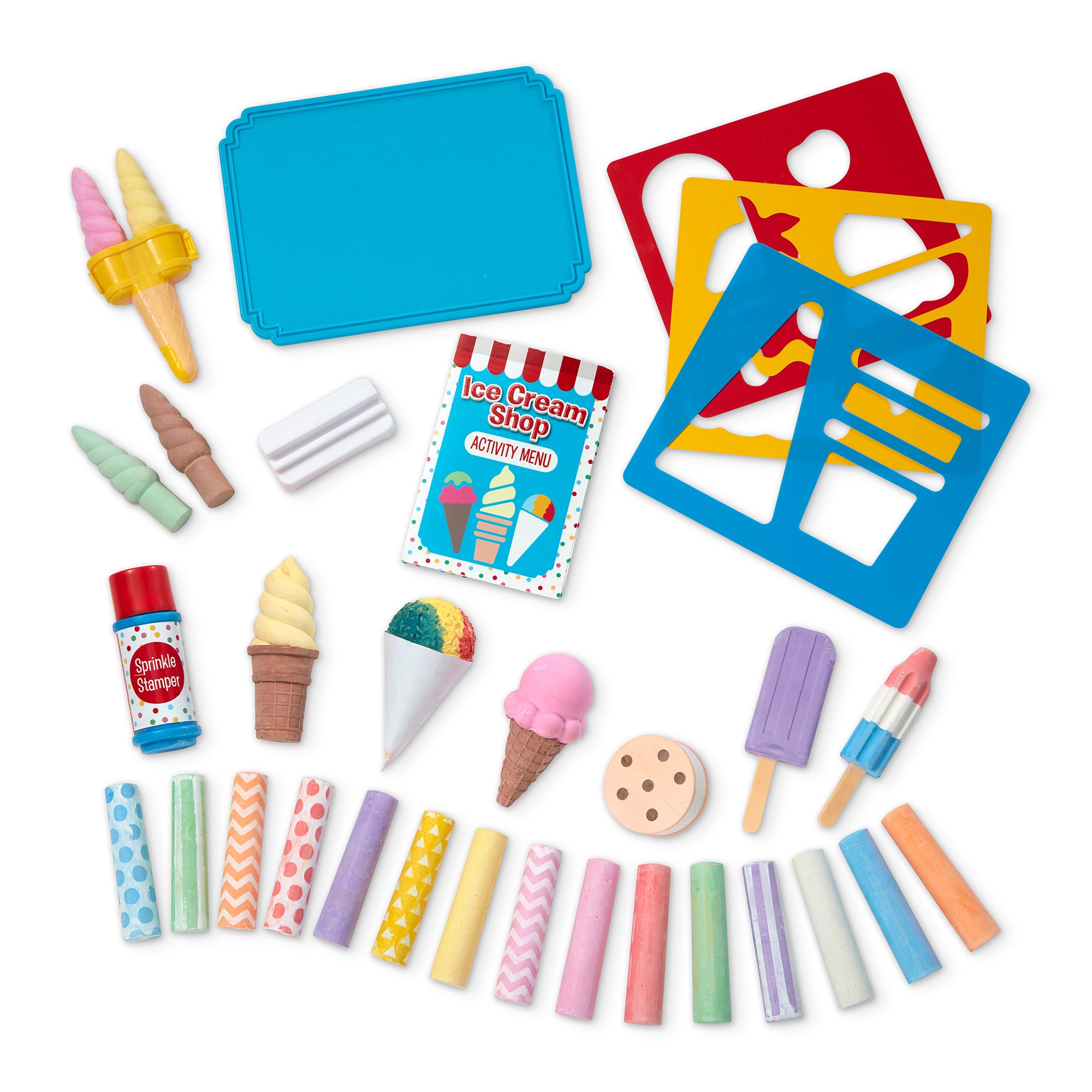 Premium Ice Cream Shop Chalk Play Set for Kids - Creative Pretend Play Toy with Colorful Chalk & Menu Board - Perfect for Outdoor & Indoor Playtime, Birthday Gifts, and Classroom Activities
