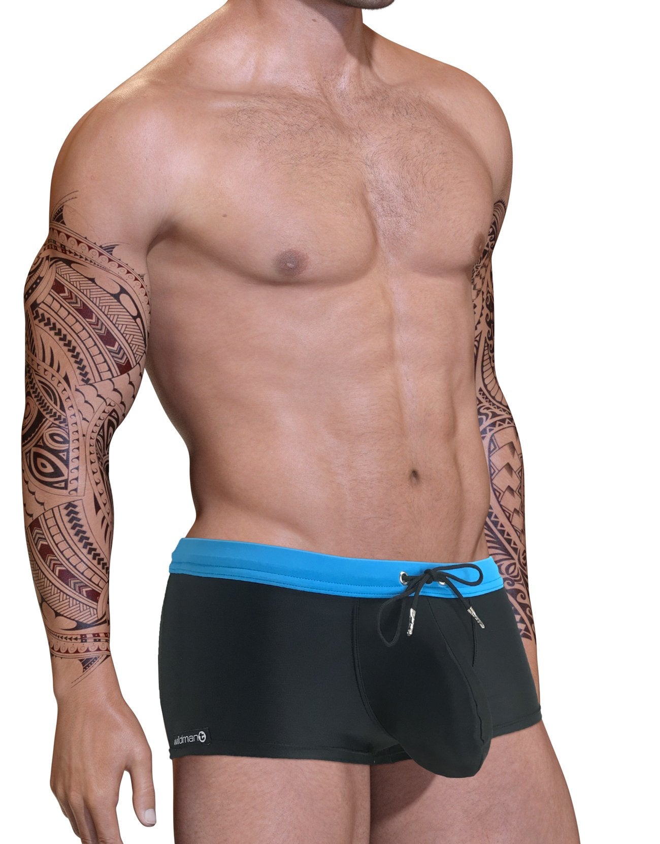 Wildmant Big Boy Pouch Swim Square Cut Blue - Comfortable Men's Swim Briefs for Beach, Pool & Water Sports
