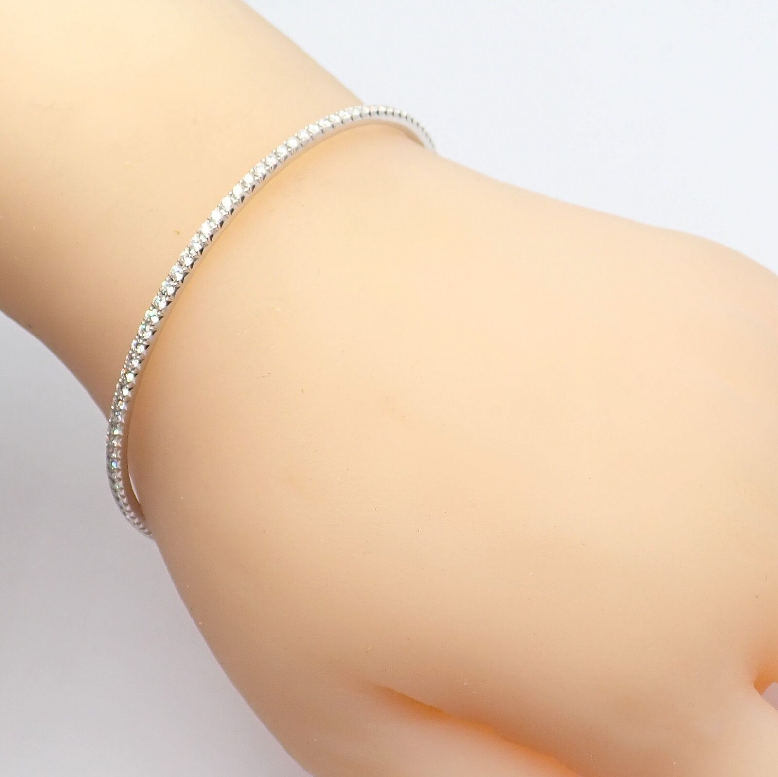 Authentic Tiffany & Co Metro 18k White Gold Diamond Bangle Bracelet - Luxury Jewelry Gift for Women, Perfect for Weddings, Anniversaries & Special Occasions
