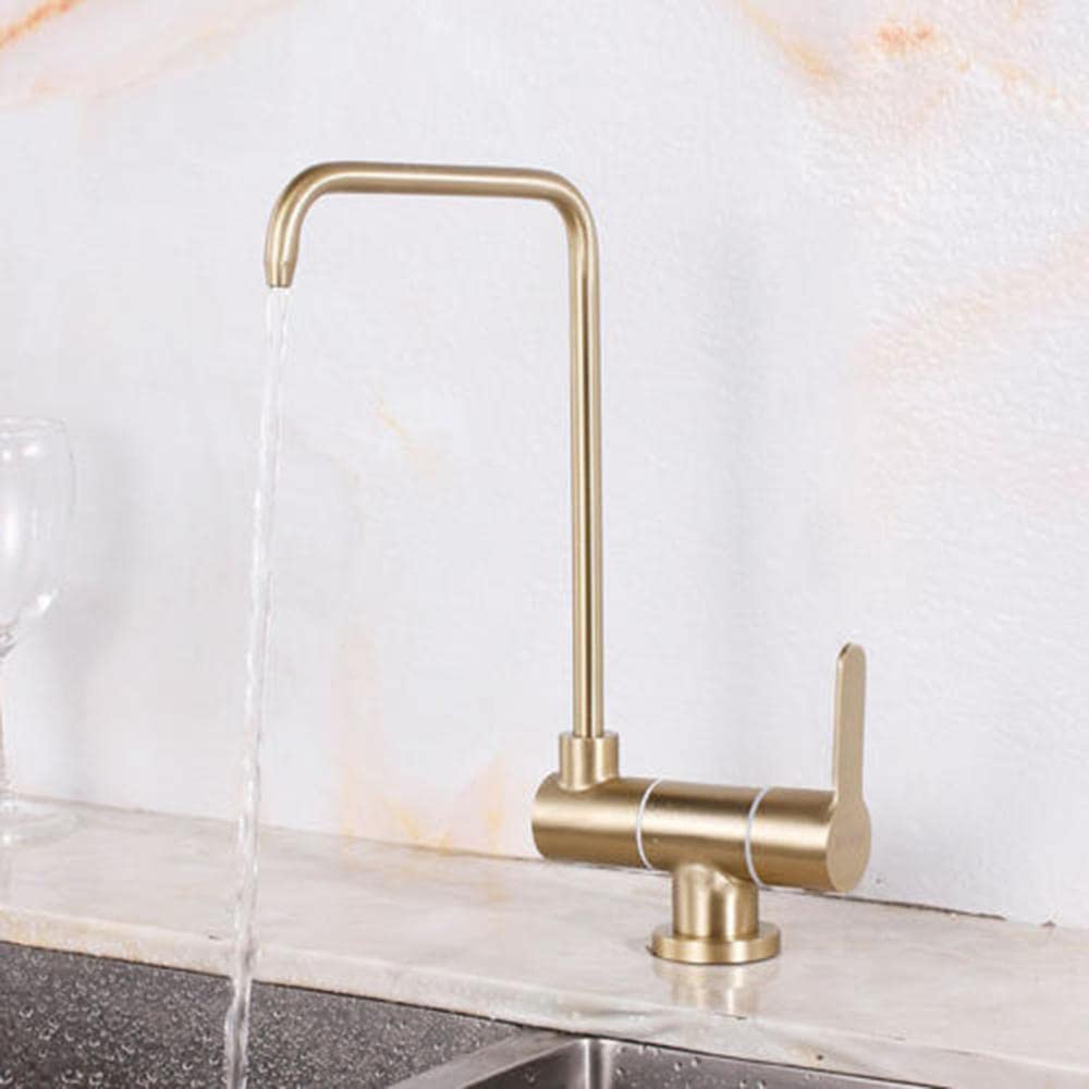 Brushed Gold Stainless Steel Water Filter Faucet - Pure Cold Water Dispenser for Kitchen Sink and Countertop Use
