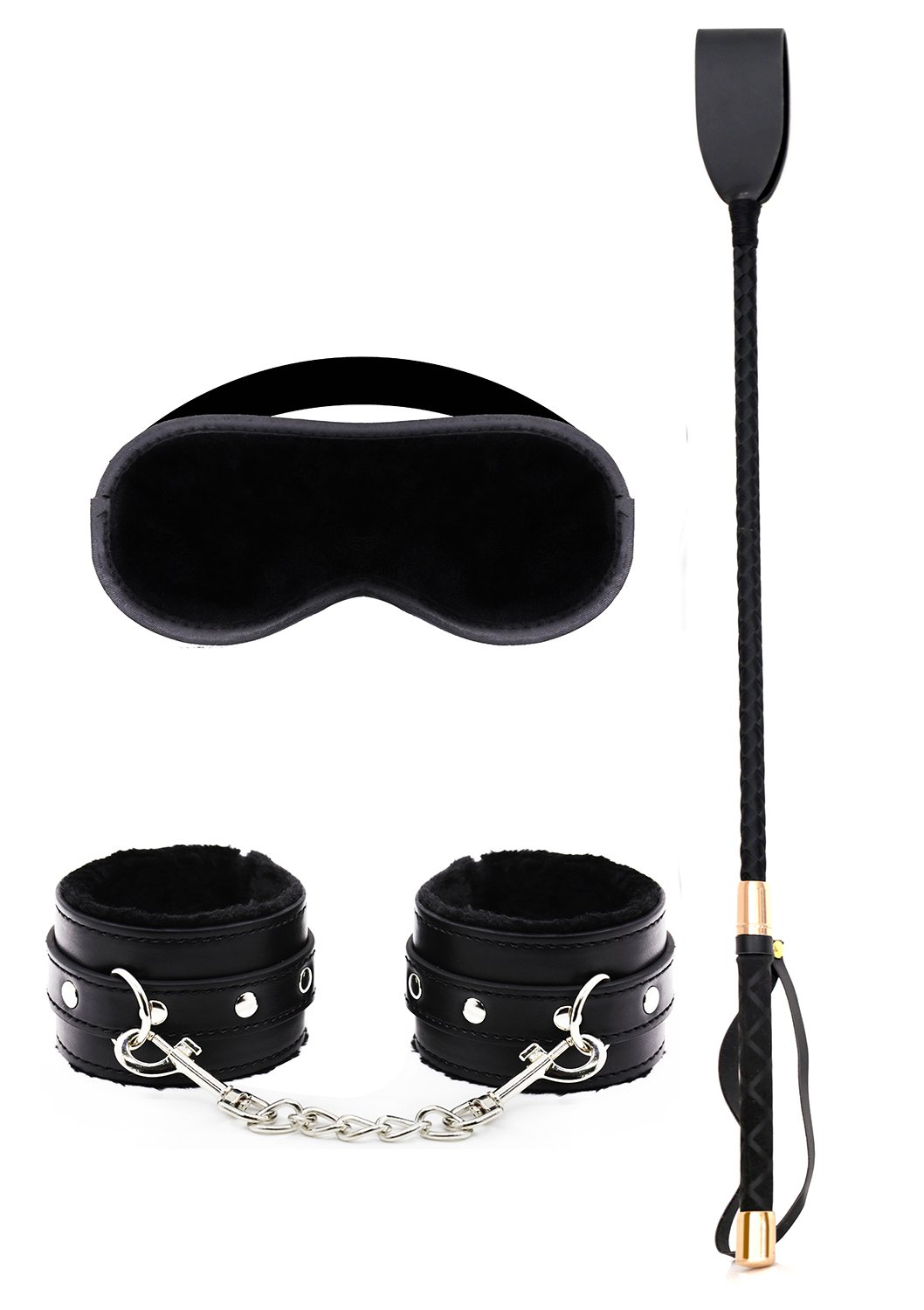 Soft Faux Fur Leather Handcuffs & Velvet Blindfold Set for Sensual Play - BDSM, Roleplay, Couples Bonding, Spicing Up Your Love Life