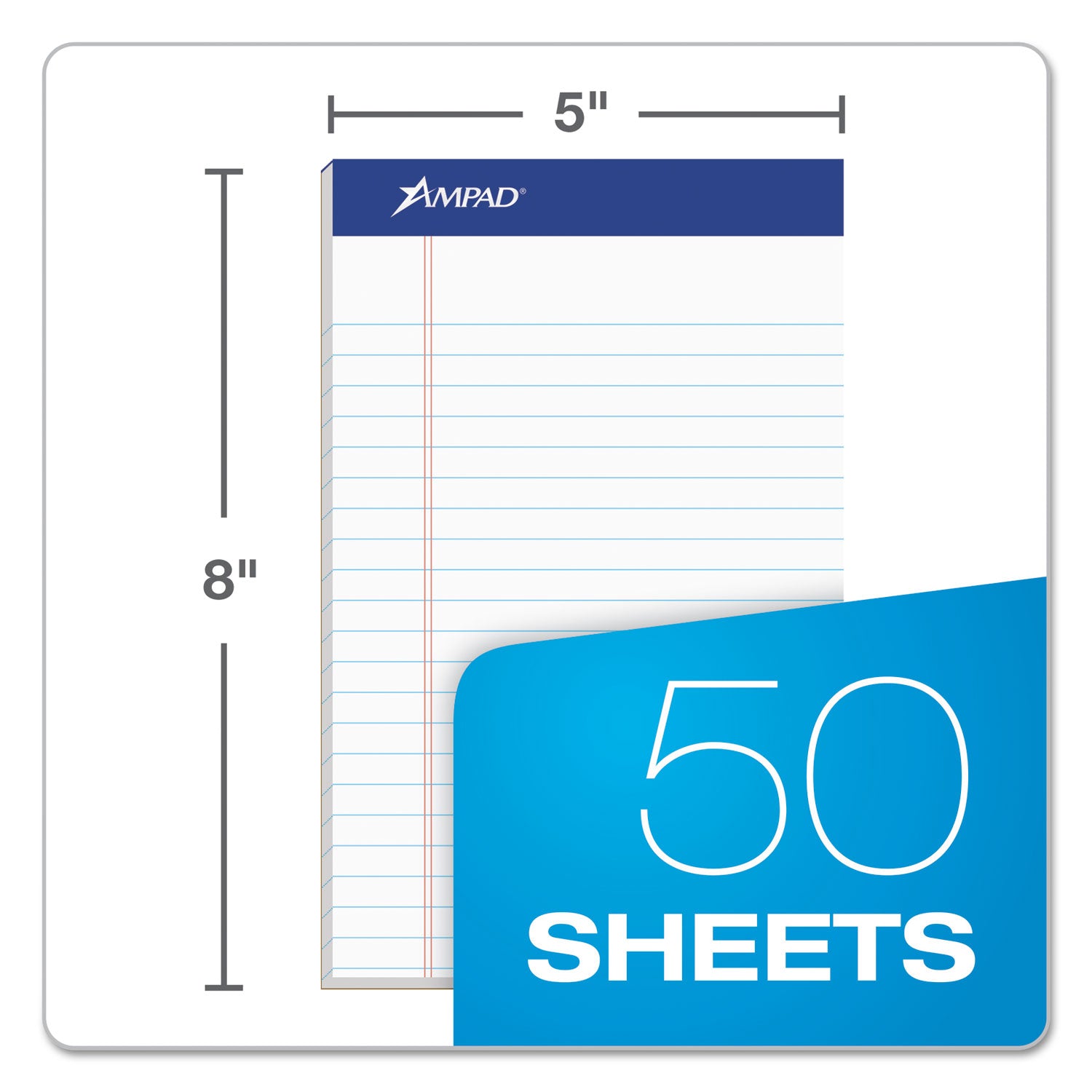 Ampad® Recycled Narrow Rule Writing Pads - 50 Sheets, 5